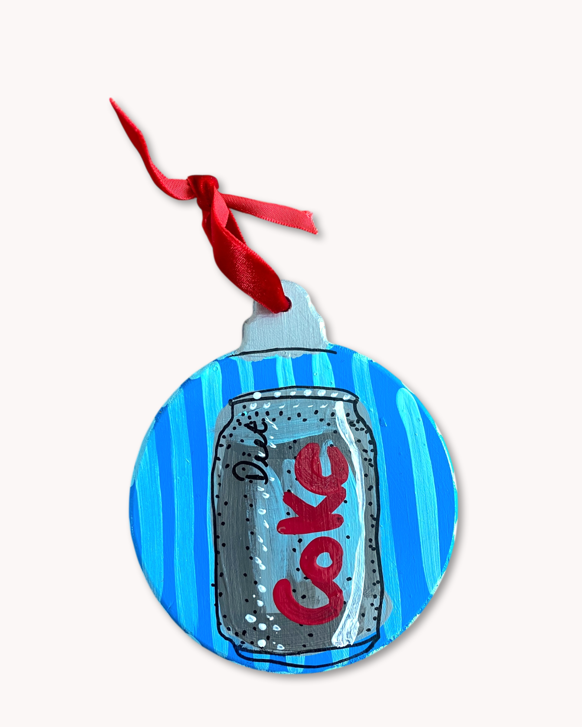 Periwinkle Diet Soda Hand Painted Ornament