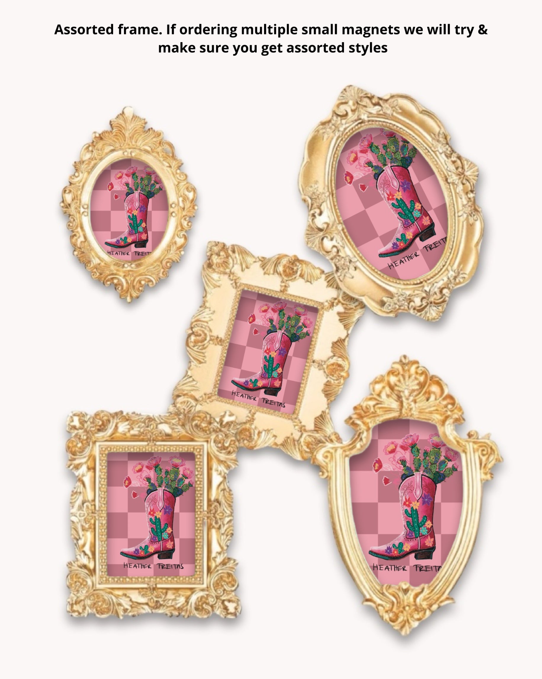 Southwest Cowgirl Boot Framed Magnet ( Small )