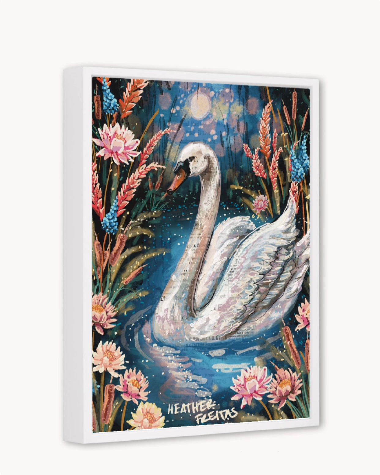 Serenity Swan Framed Canvas Print