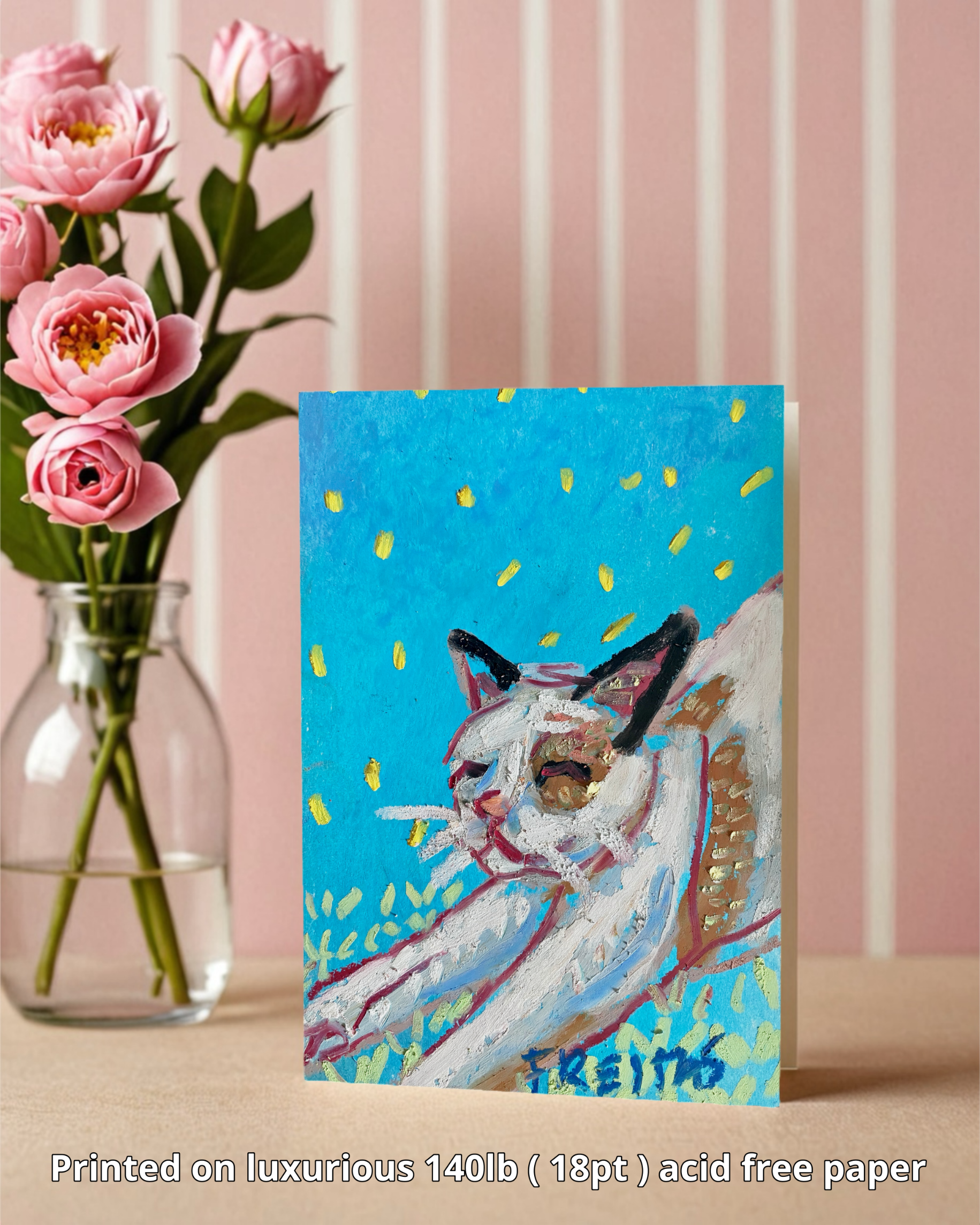 Stretching Cat - Greeting Card / Fine Art Print