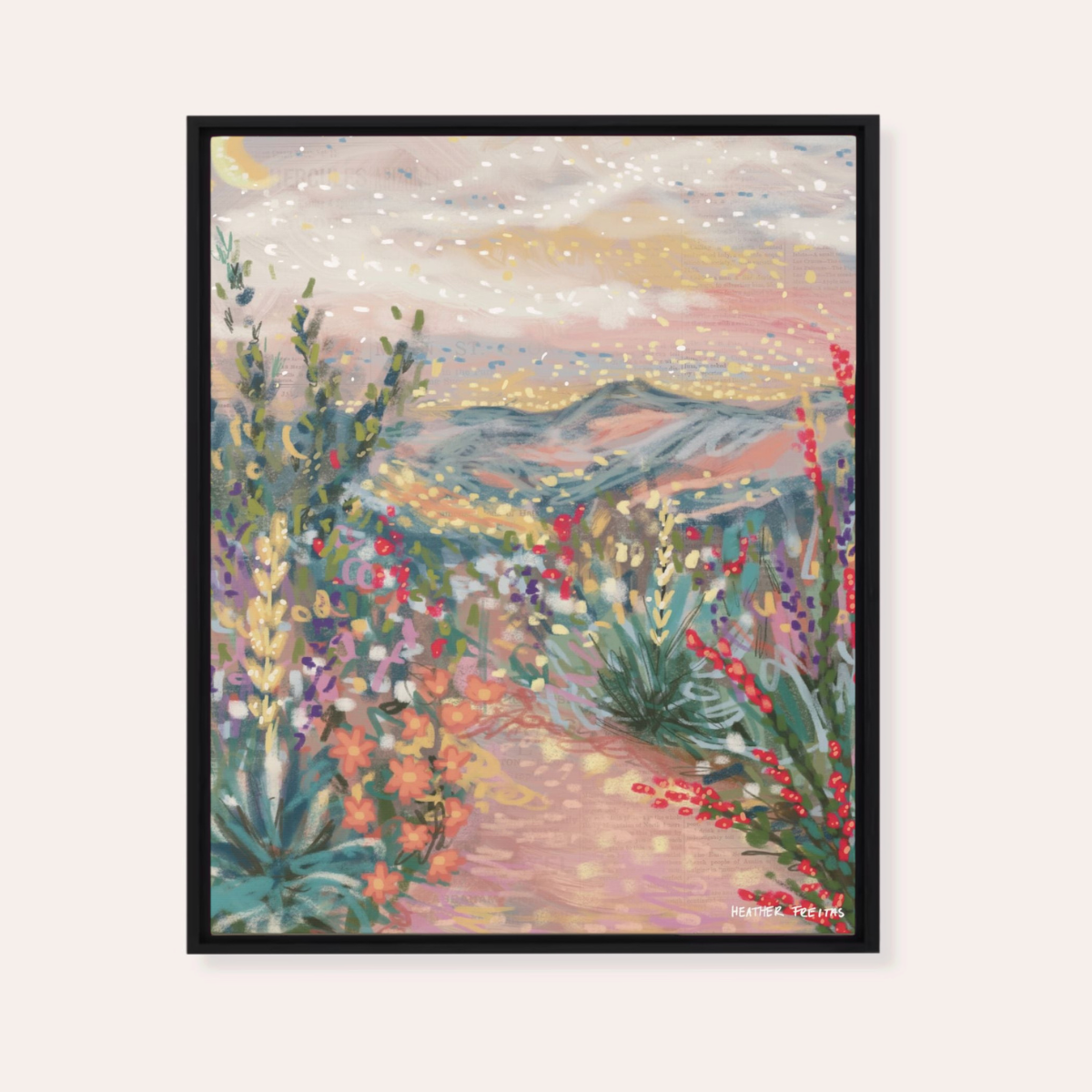 Pastel Desert Framed Fine Art Canvas Print