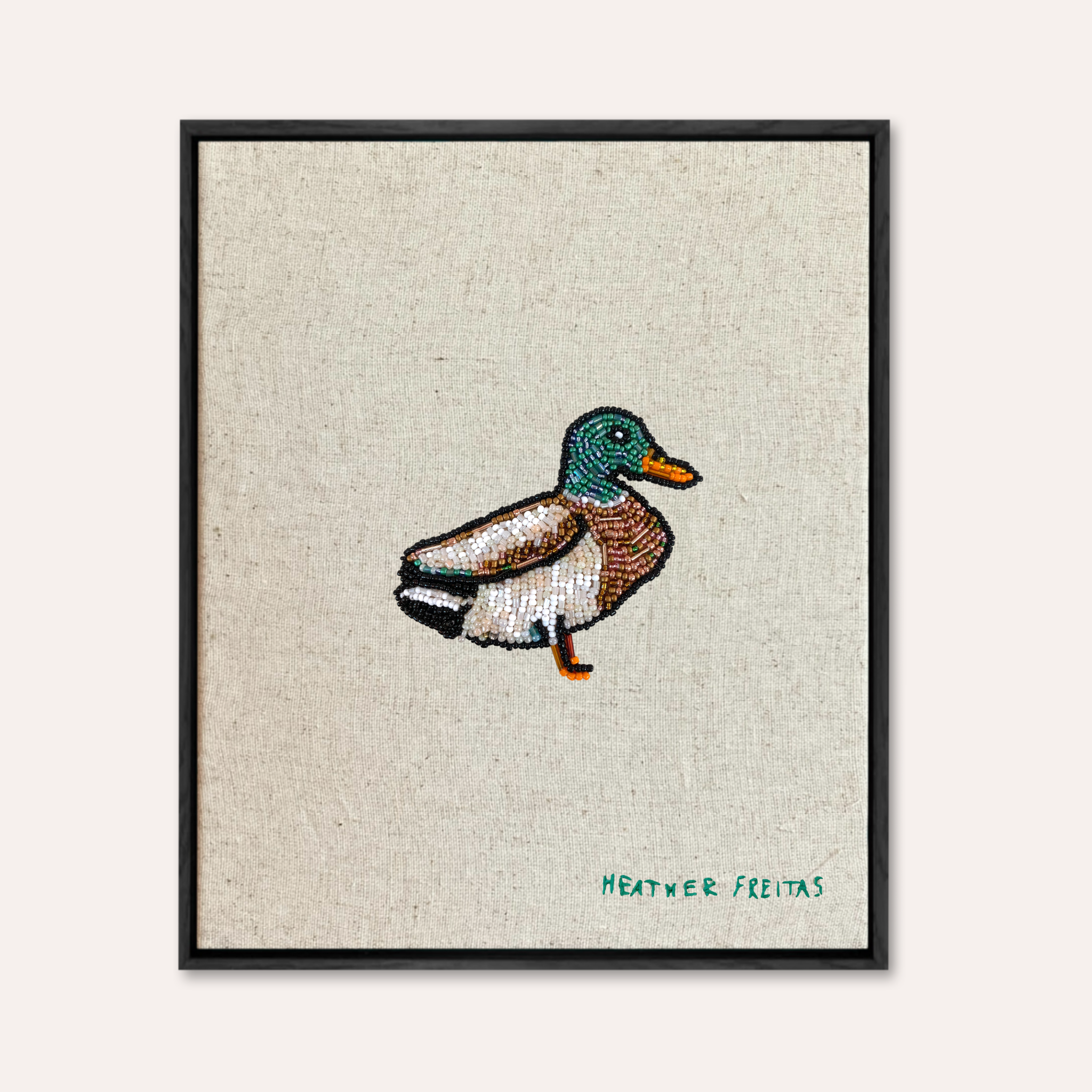 Mallard Beaded Embroidery Wall Art