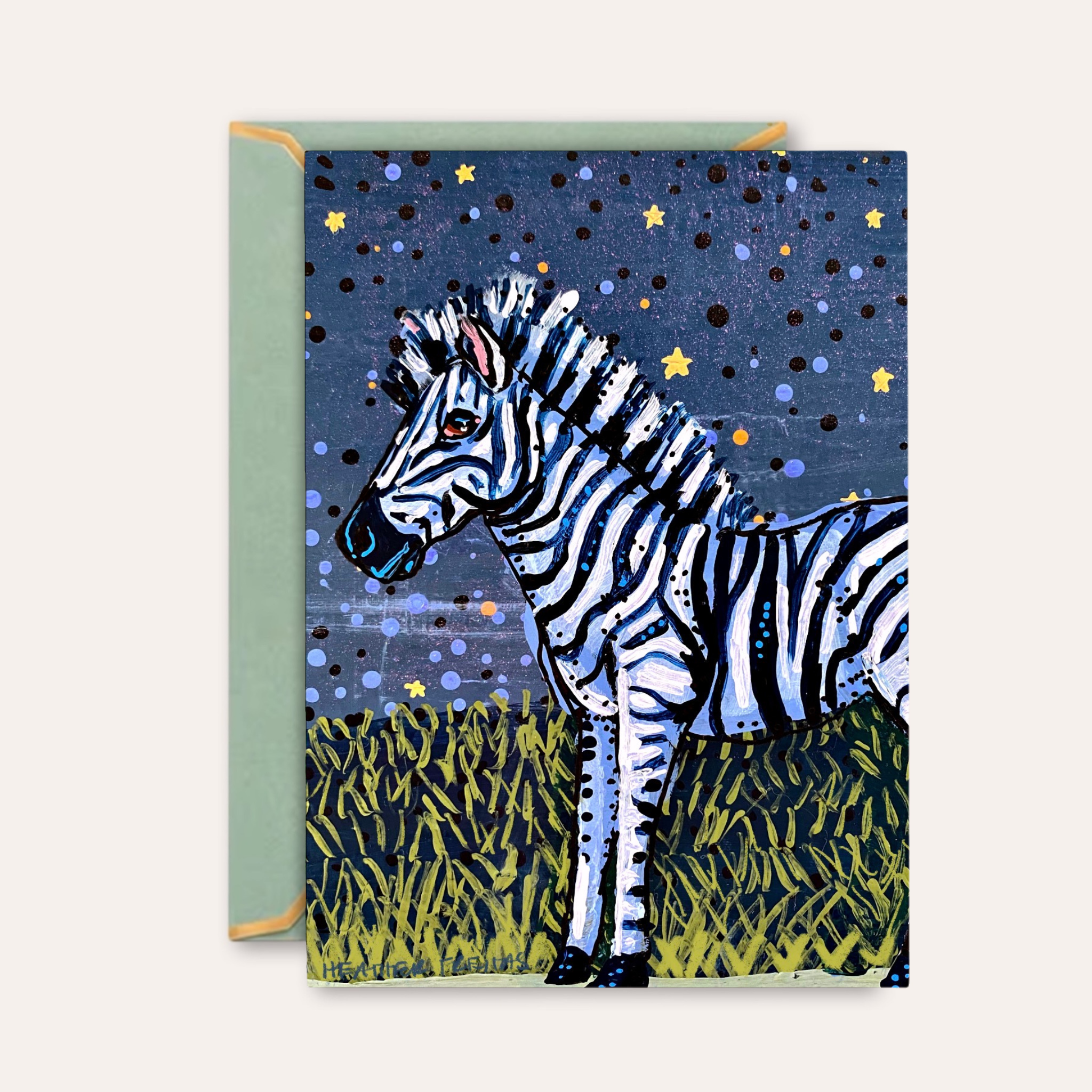 Starry Night Zebra Fine Art Greeting Card