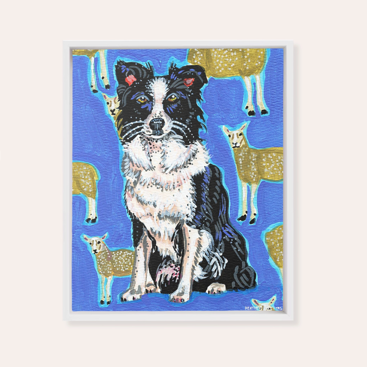 Boarder Collie Framed Fine Art Canvas Print