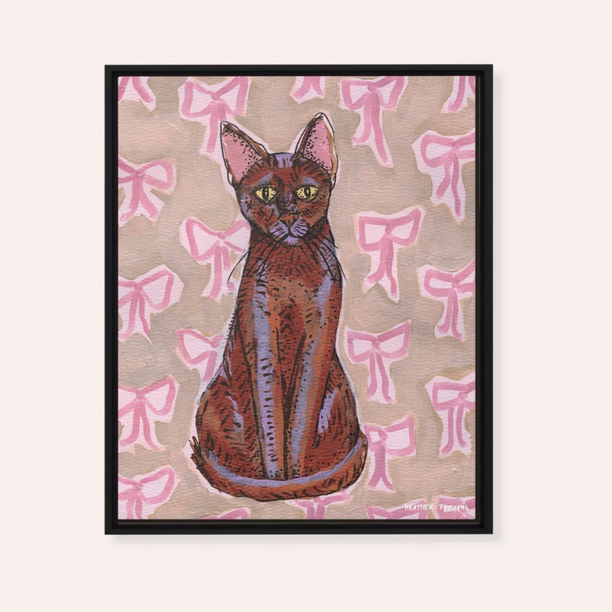 Havana Brown Cat Framed Fine Art Canvas Print