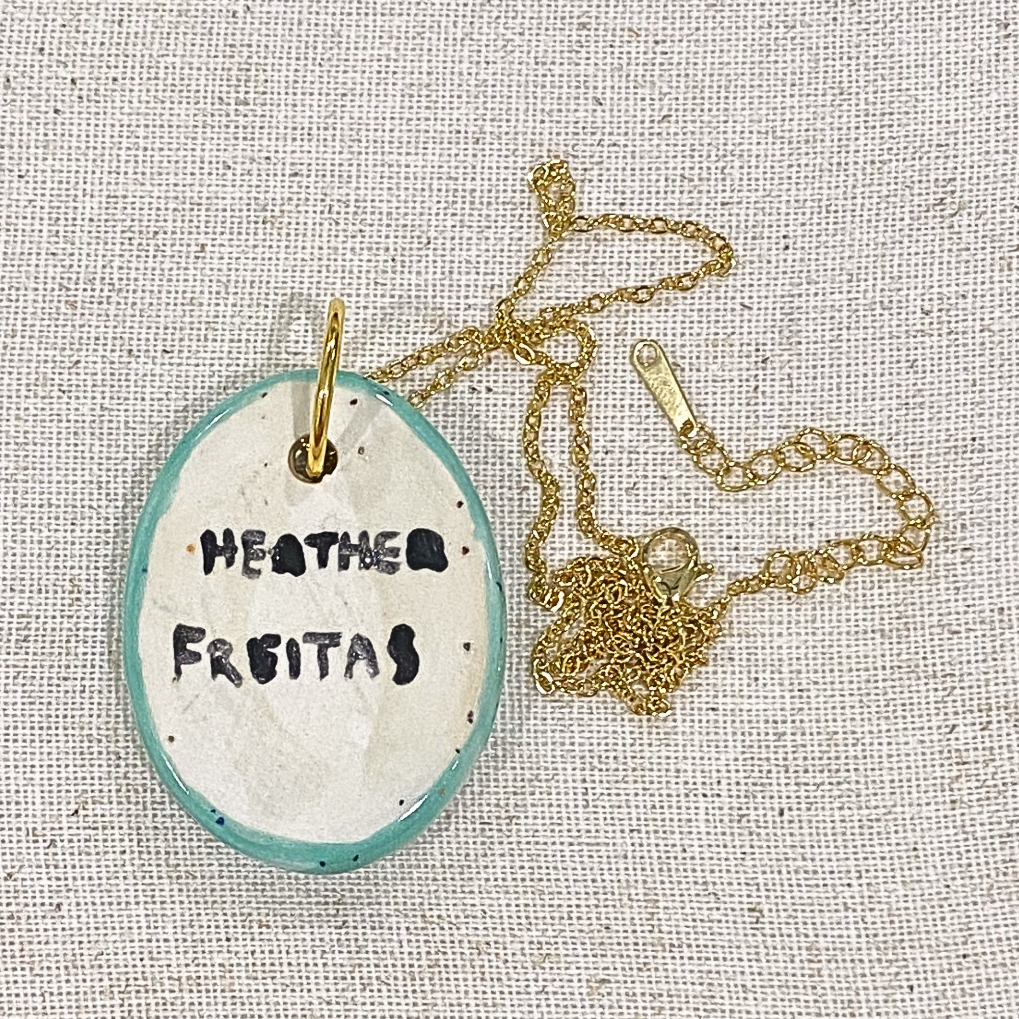Green Prickly Pear Hand Painted Ceramic Necklace
