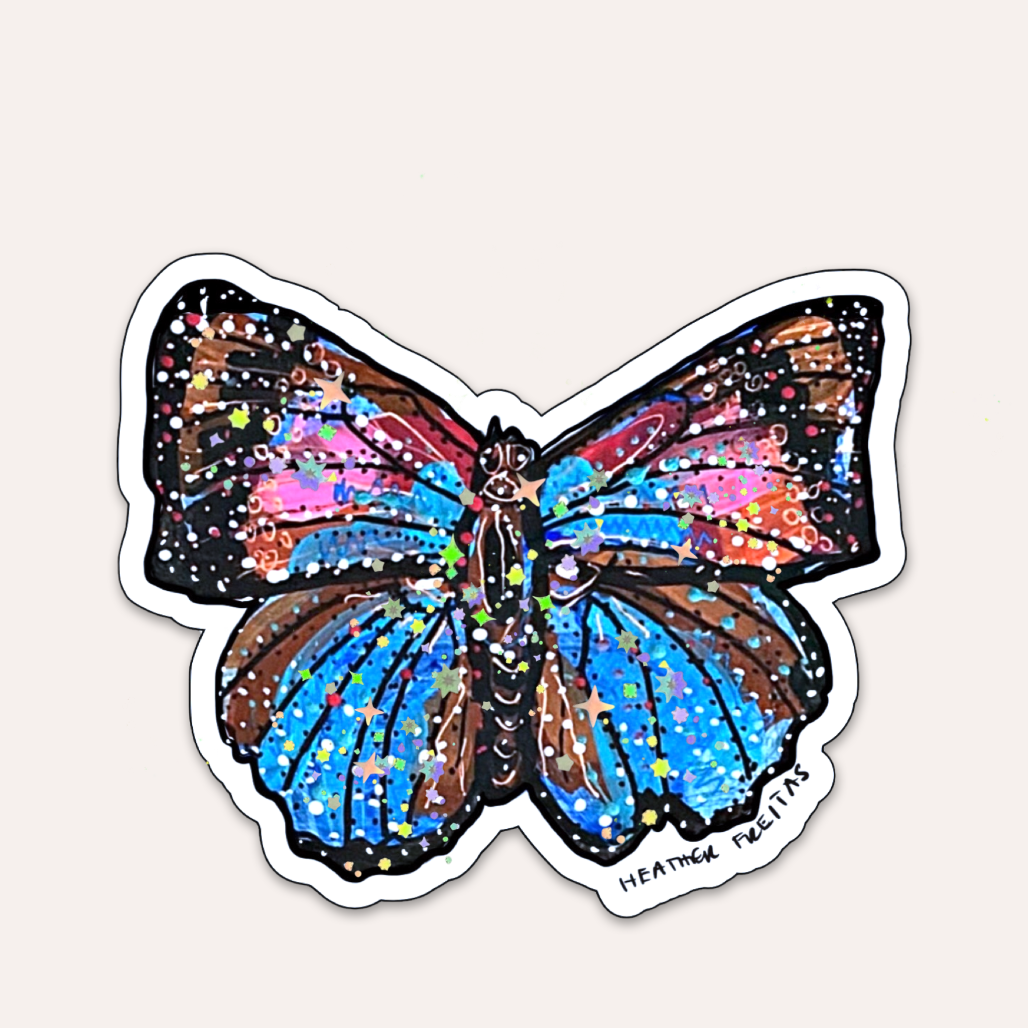 Indigo Blue Butterfly Sticker
