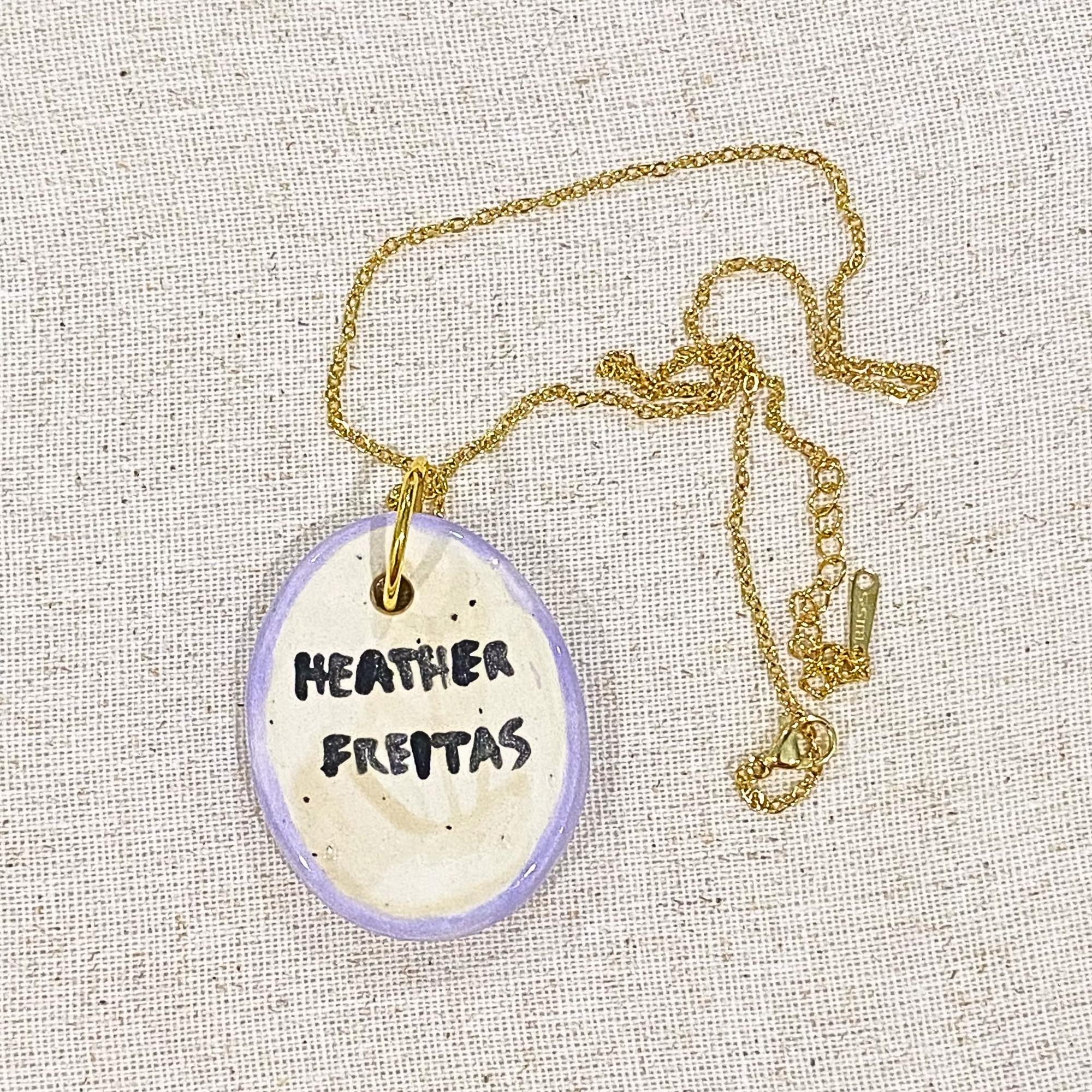 Purple Prickly Pear Hand Painted Ceramic Necklace