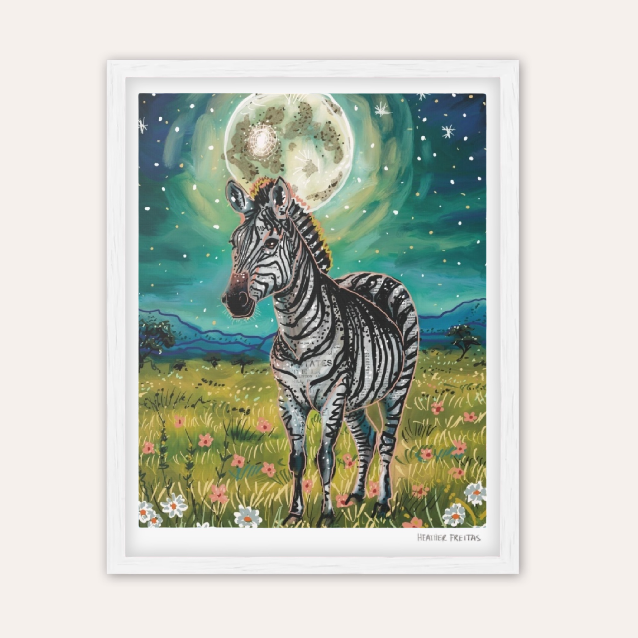 Floral Zebra Fine Art Print
