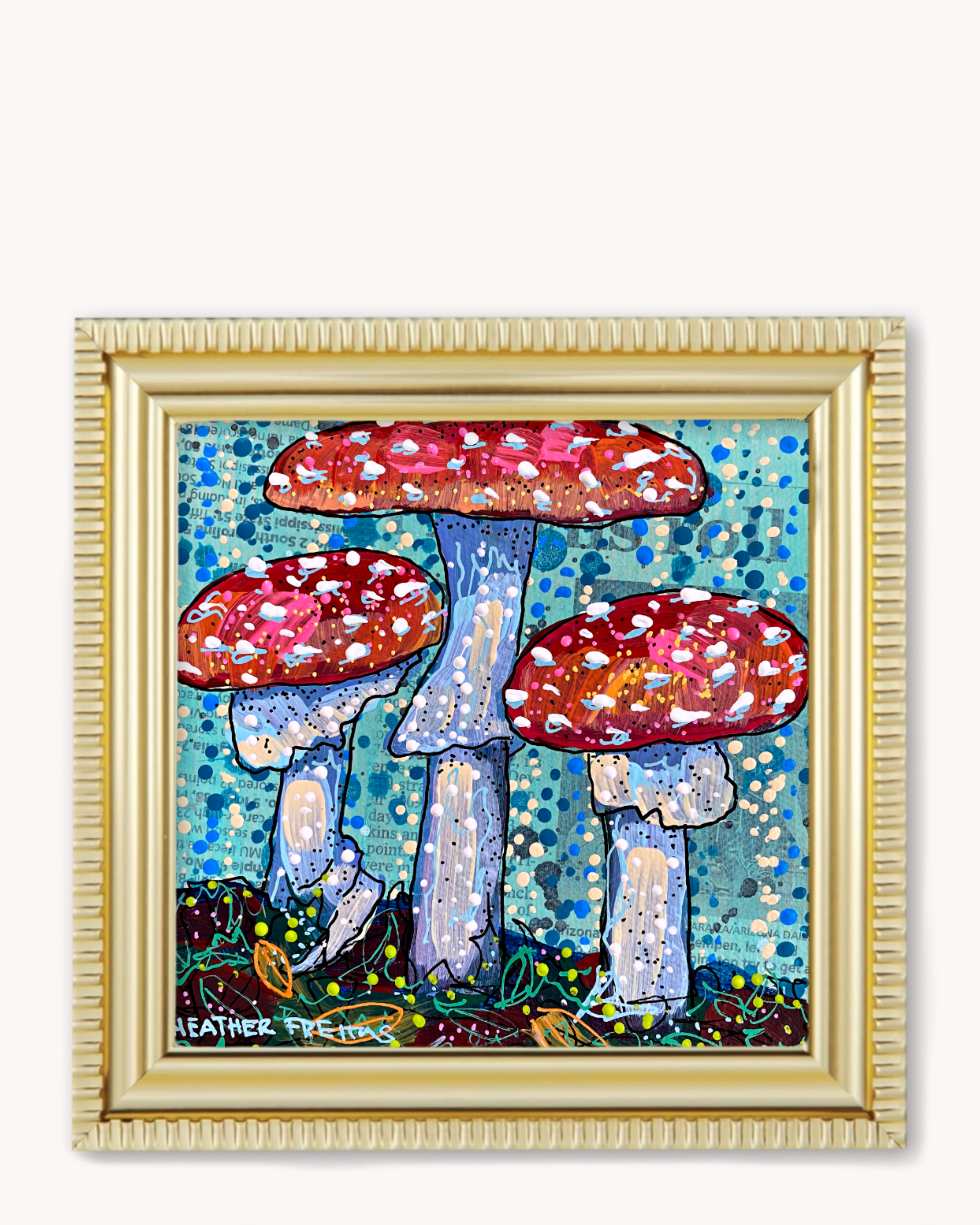 Rain & Mushrooms Framed Magnet ( Medium )