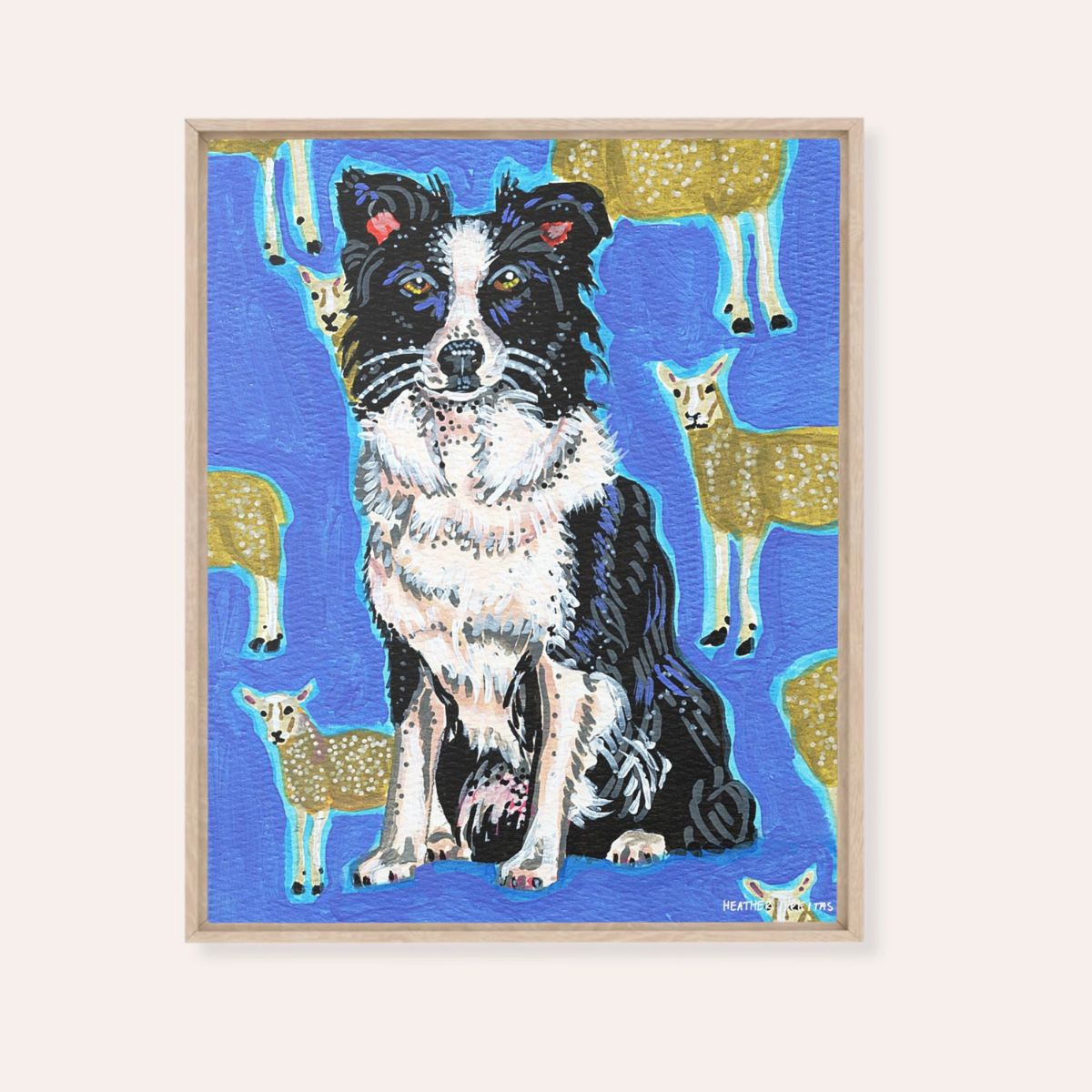 Boarder Collie Framed Fine Art Canvas Print