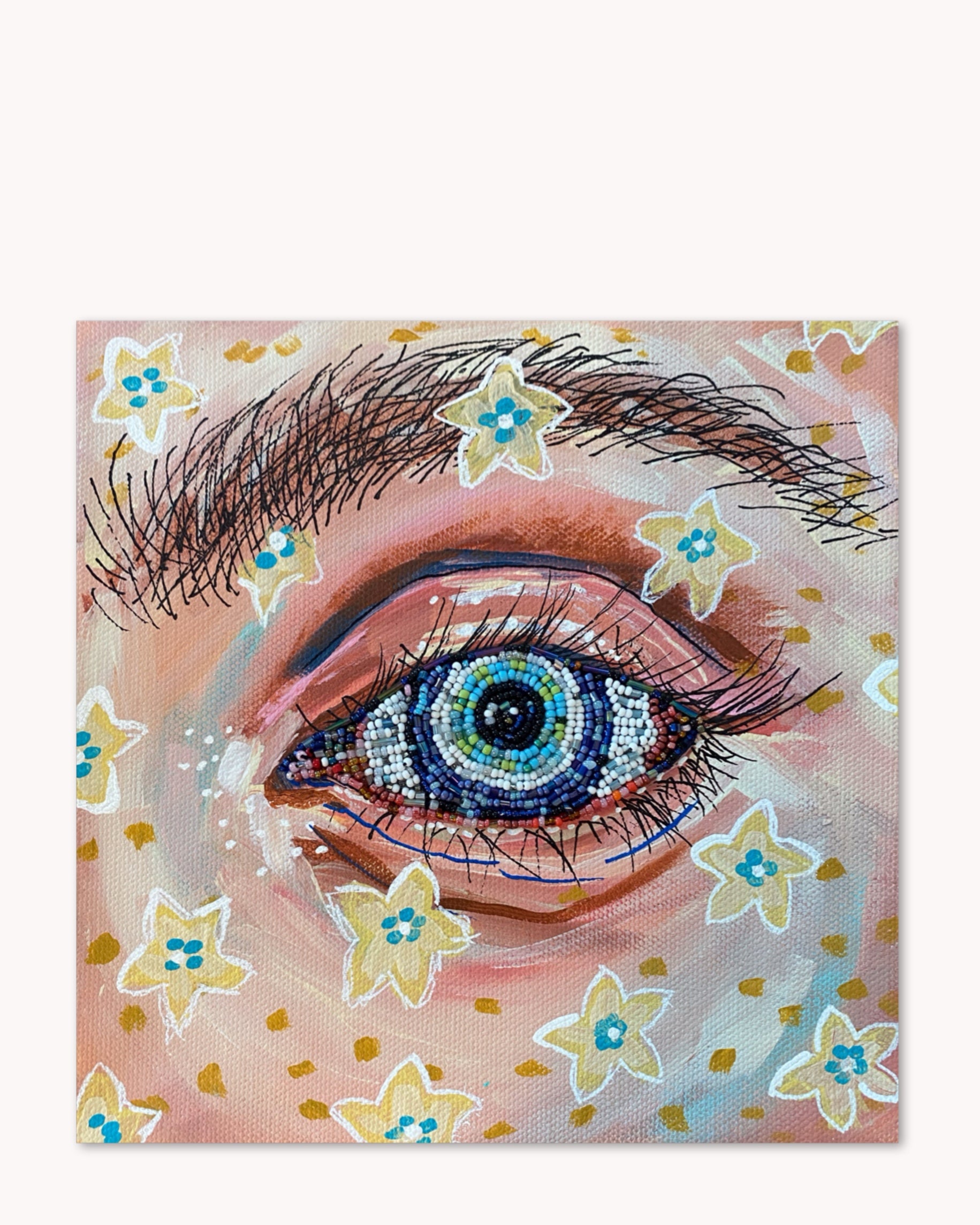 Armageddon Eyes ( original painting / beaded artwork )