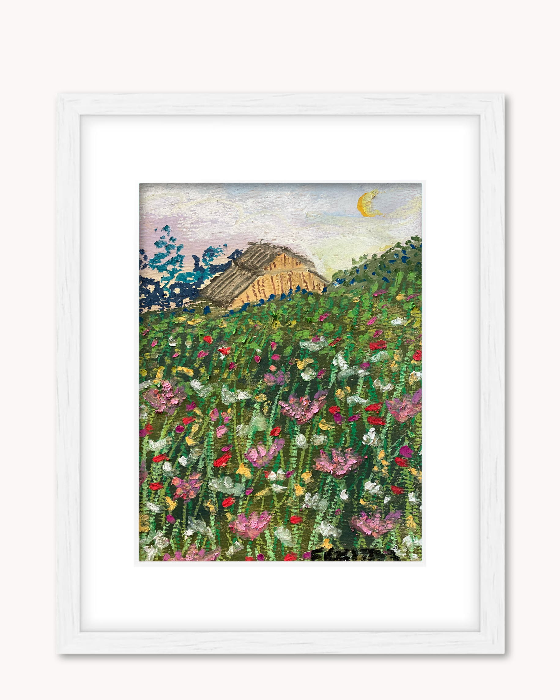 A Walk in the Woods ( Framed Original Oil Pastel Art )