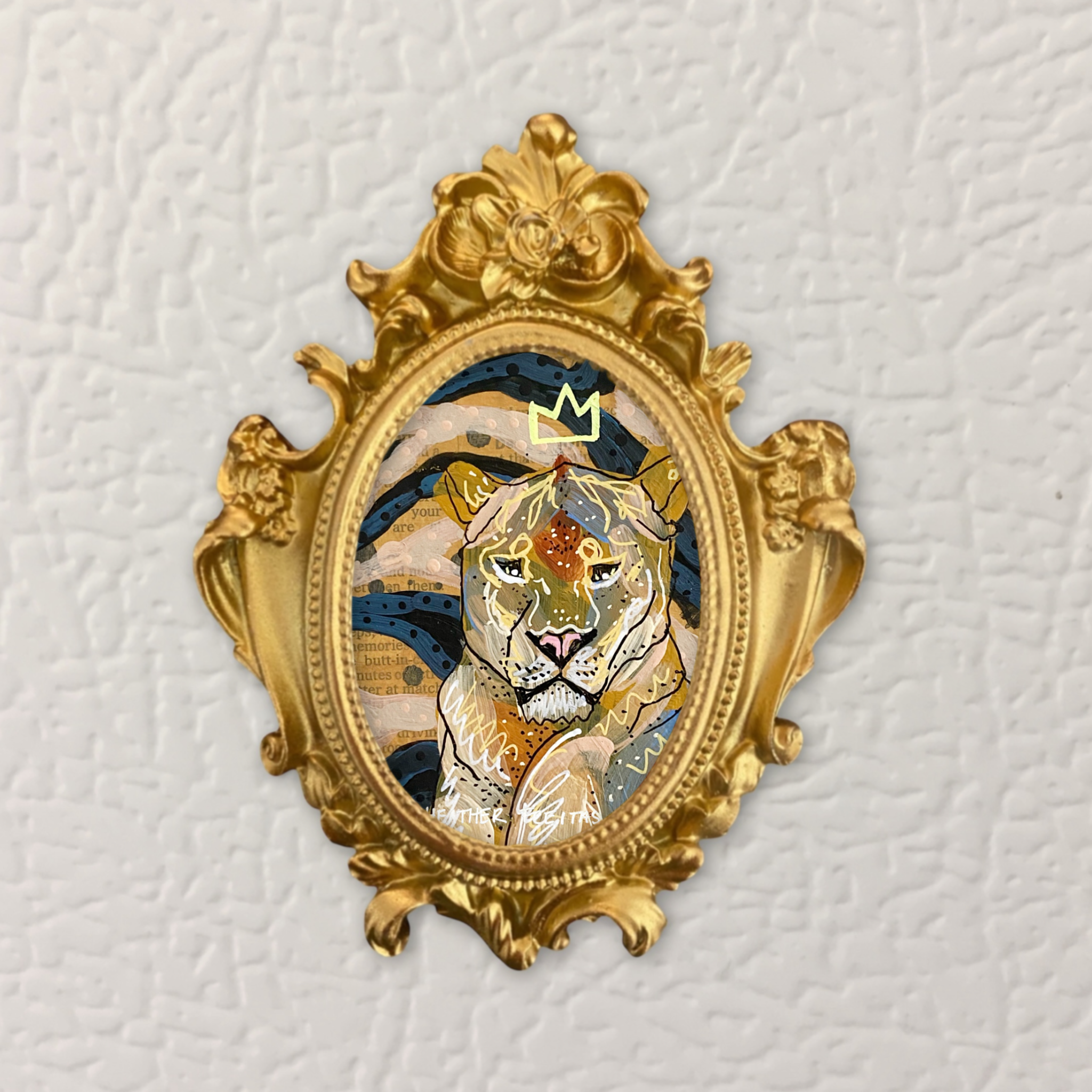 Queen Lioness Framed Small Magnet