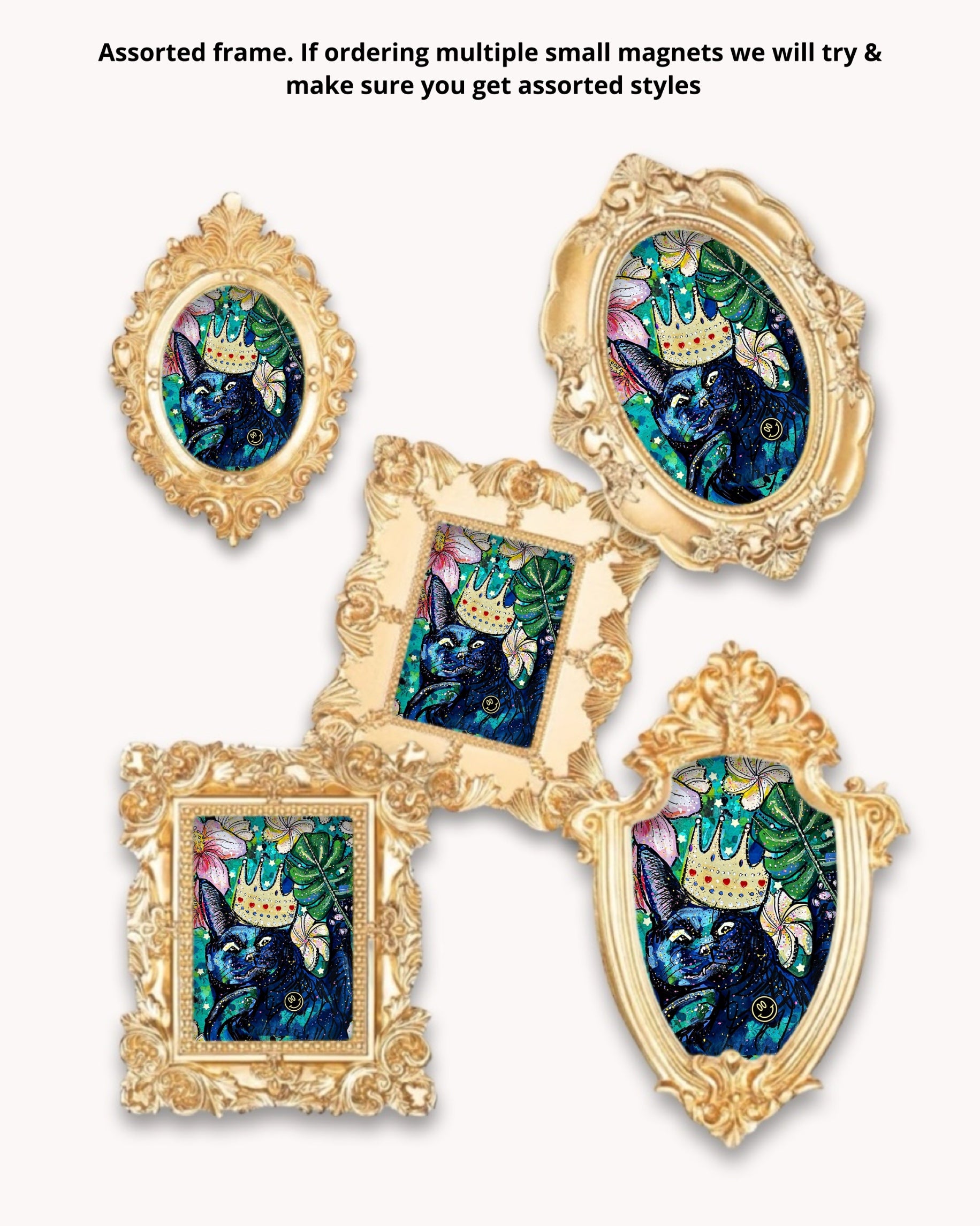 Flower Black Cat Framed Magnet ( Small )