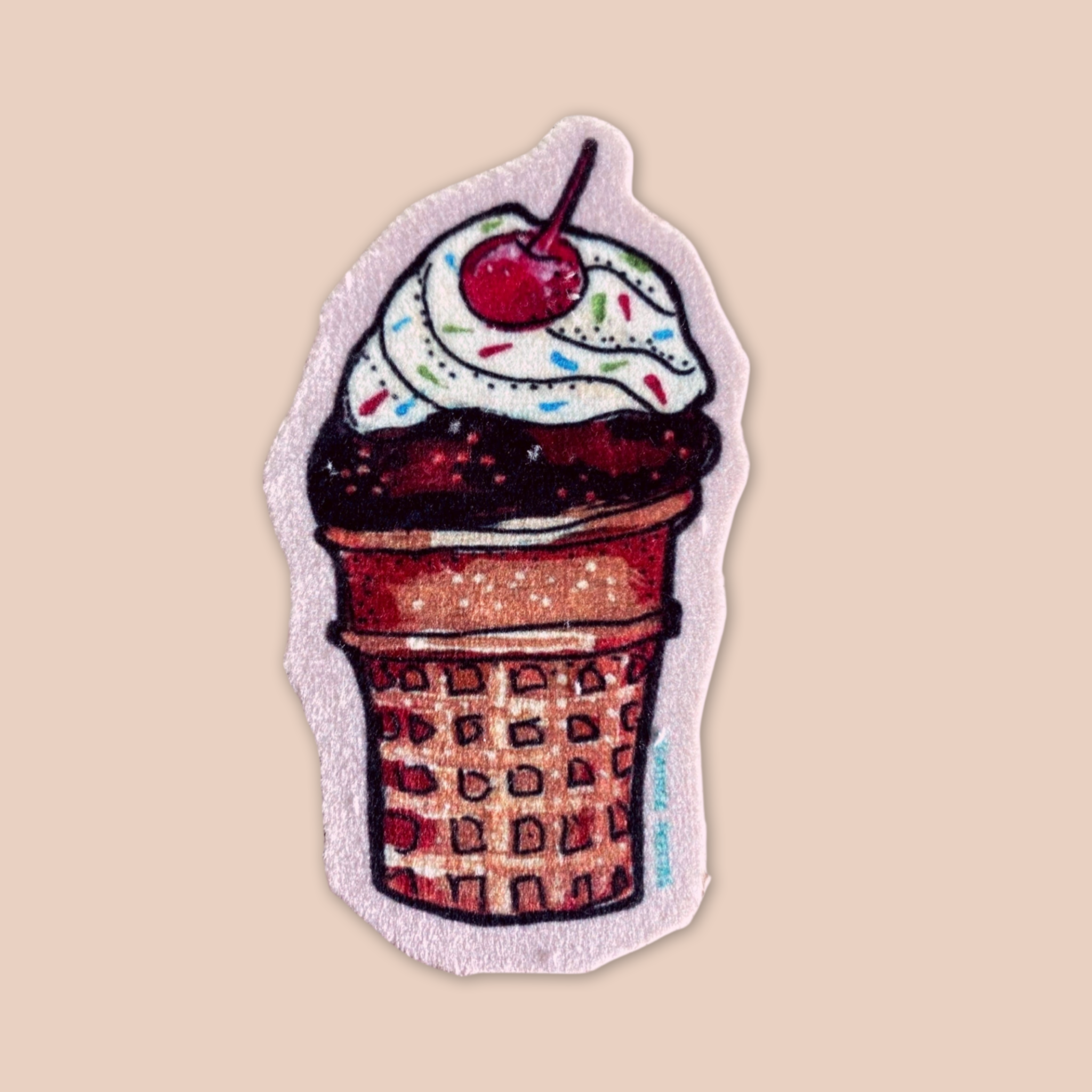 Chocolate Ice Cream Cone - Sew On Velveteen Patch