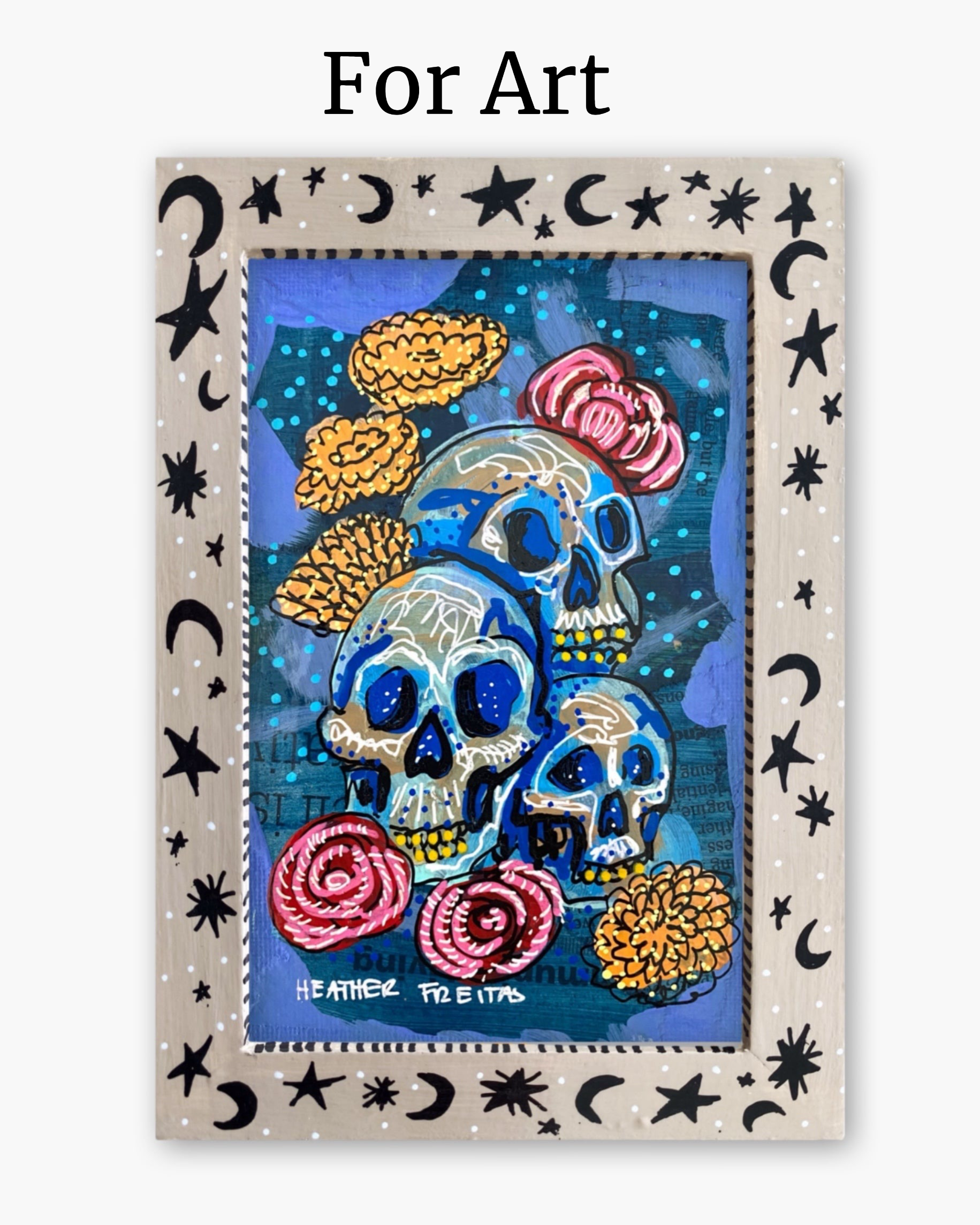 Sand Star & Moon ( Hand Painted Frame 4x6 inch)