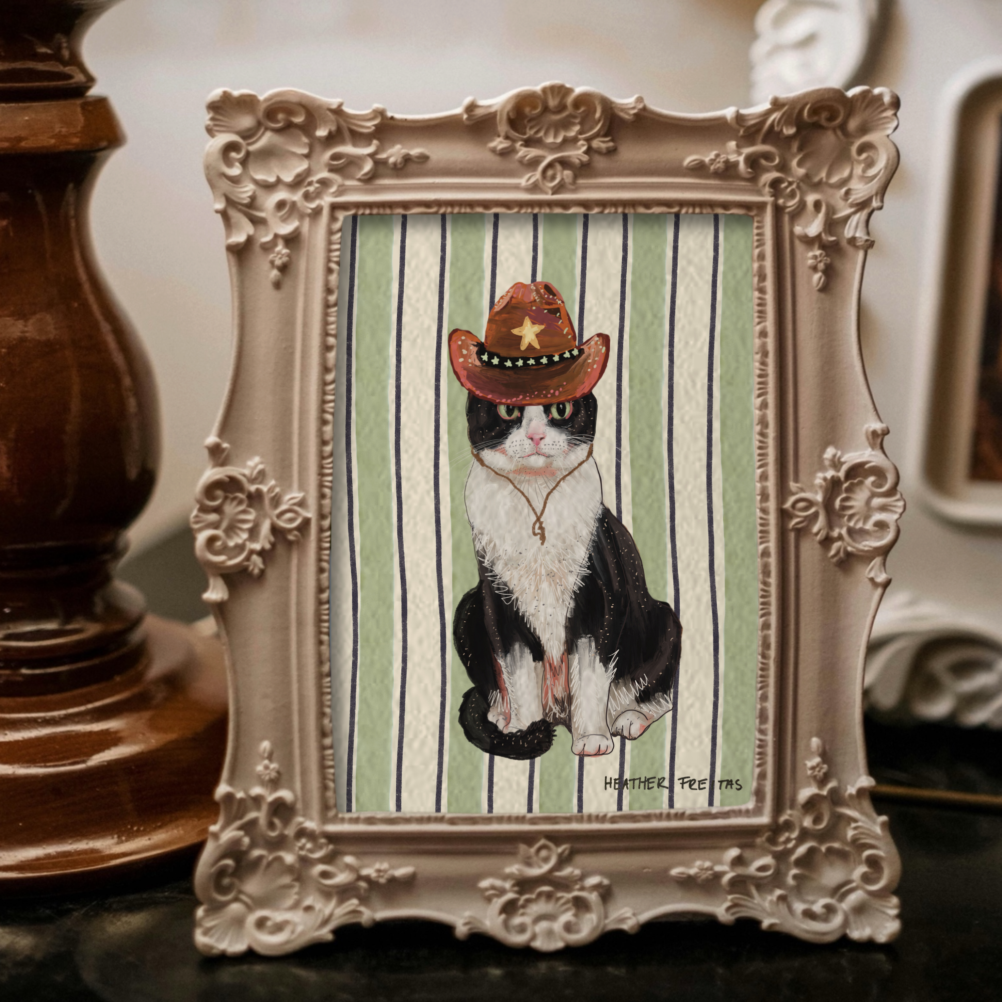 Cowboy Cat Mini Fine Art Print