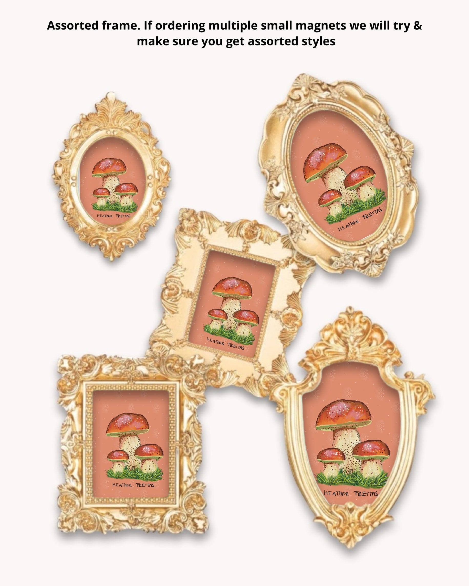 Penny Bun Mushroom Framed Magnet ( Small )