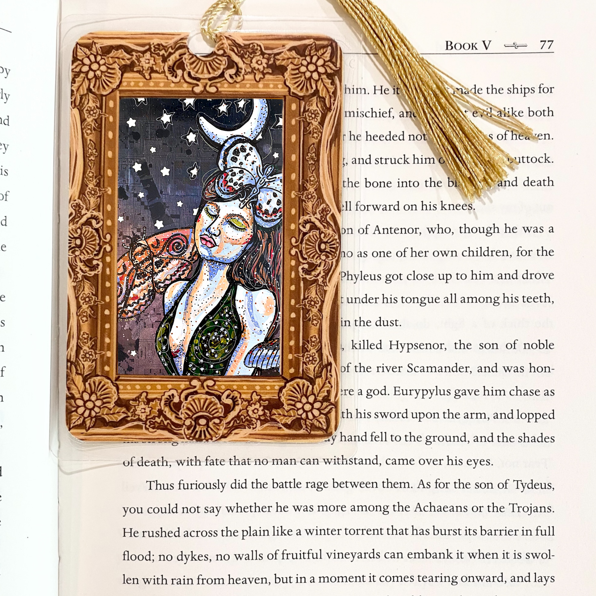 Moon Tides & Moth Flies Fine Art Painting Bookmark