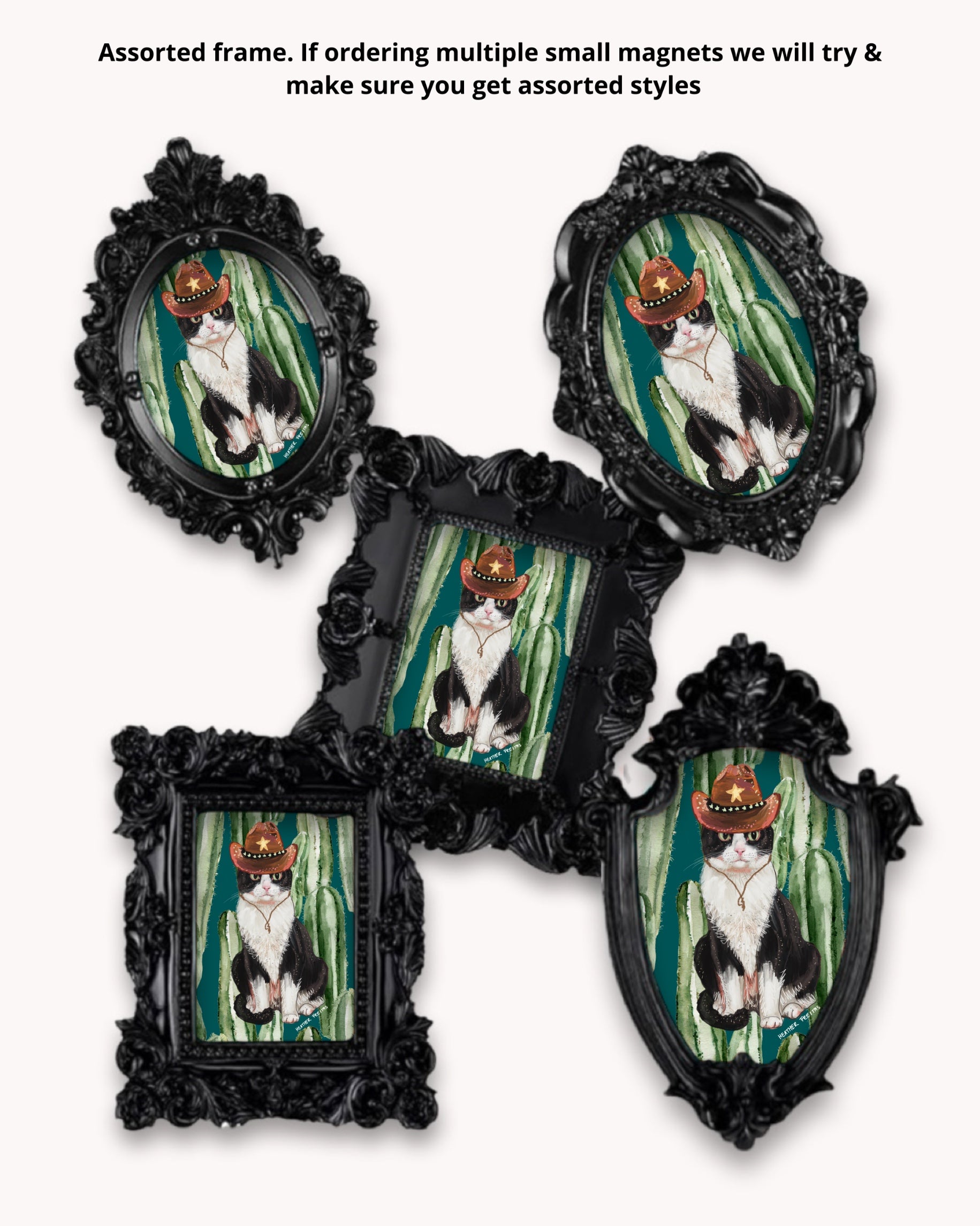 Cowboy Cat Framed Magnet ( Small )