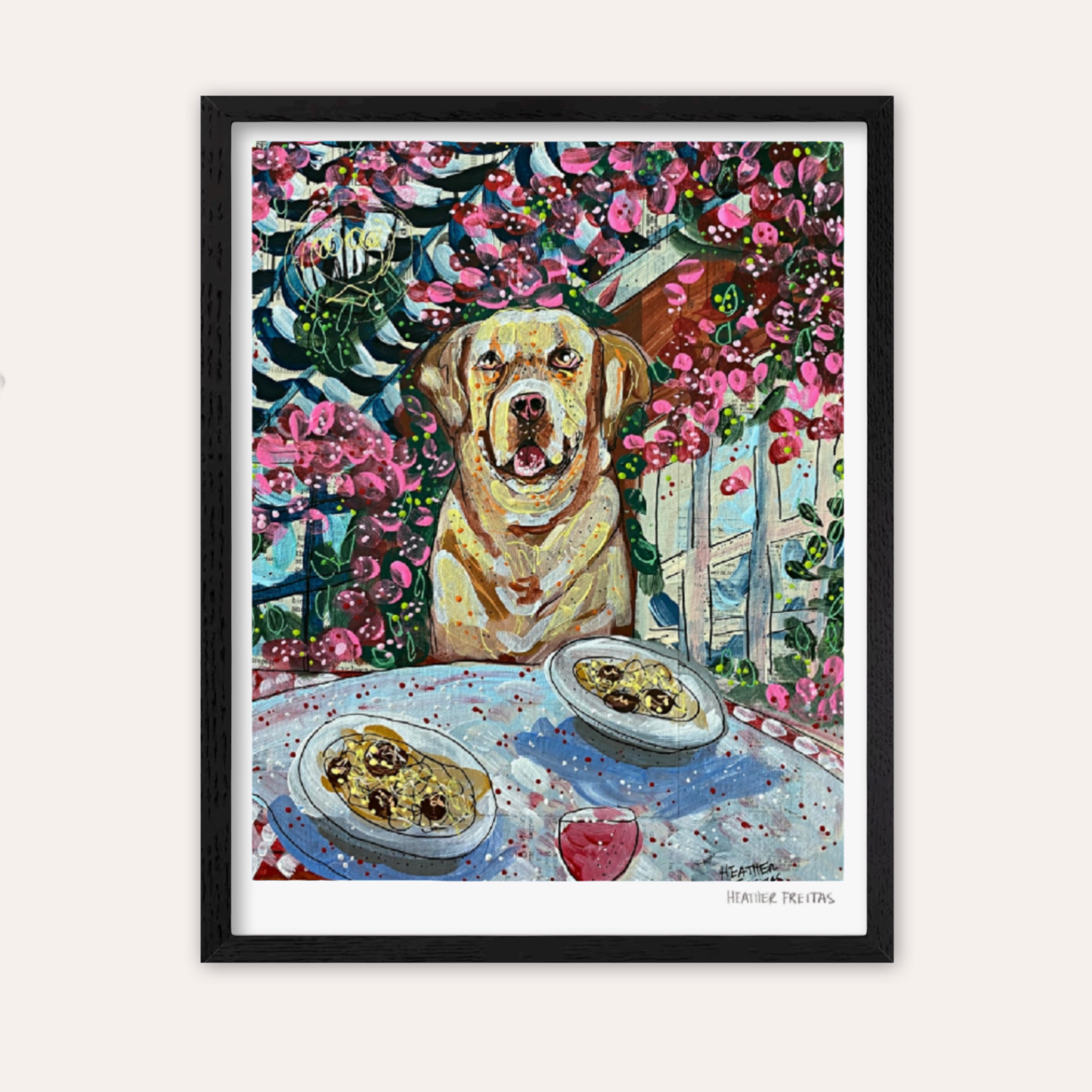 Yellow Lab Dining Fine Art Print