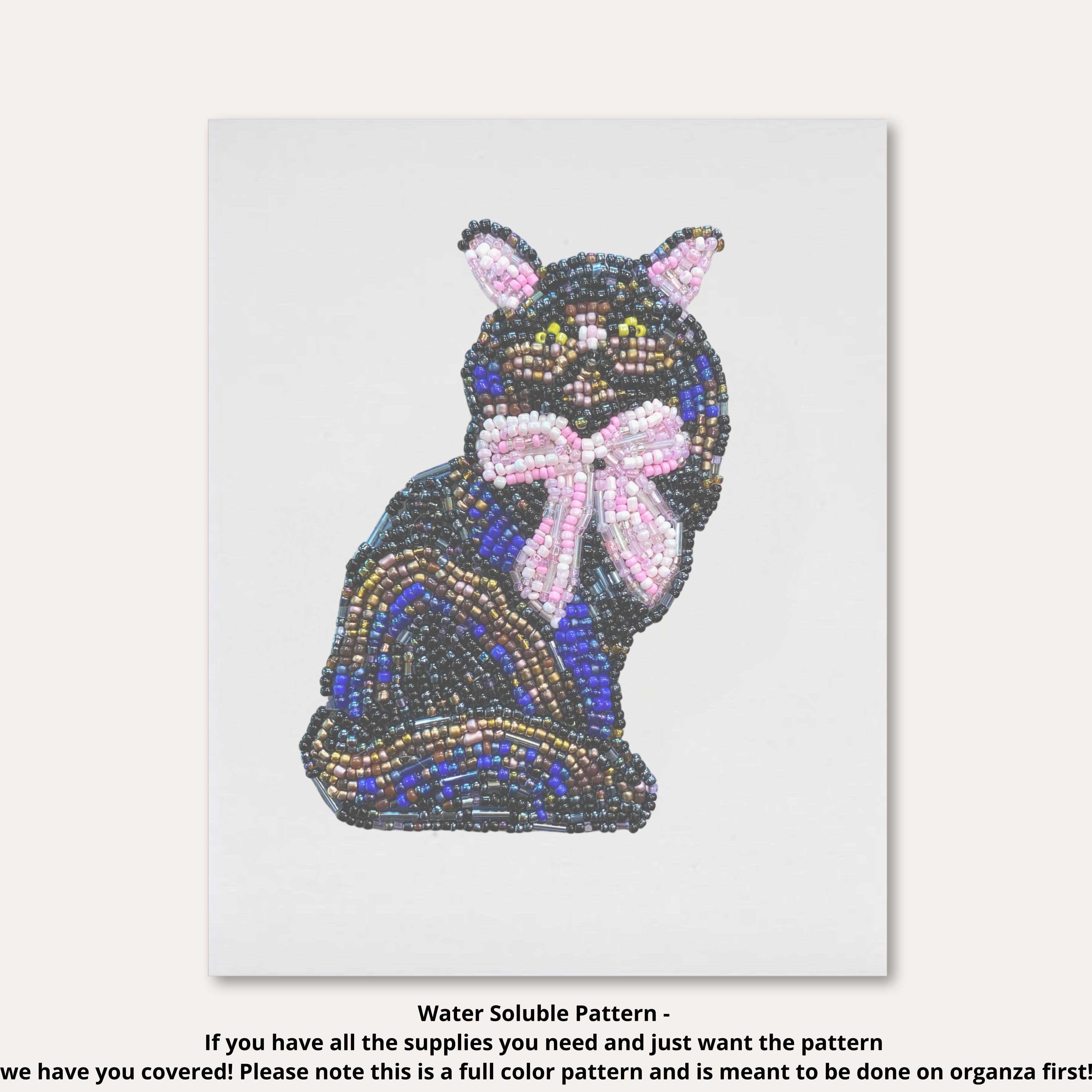 Black Cat With Bow Beaded Art Kit