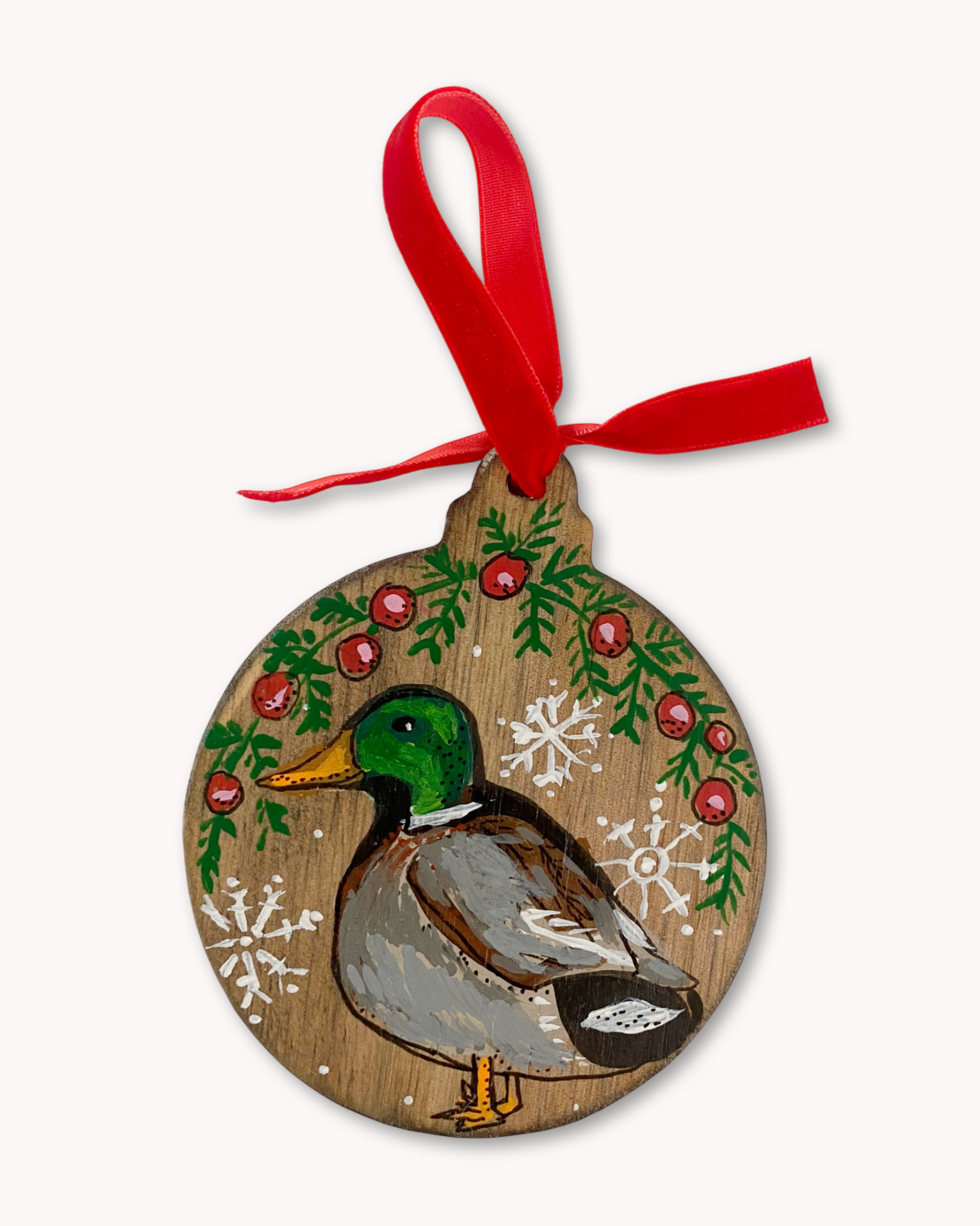 Mallard & Wreath Hand Painted Ornament