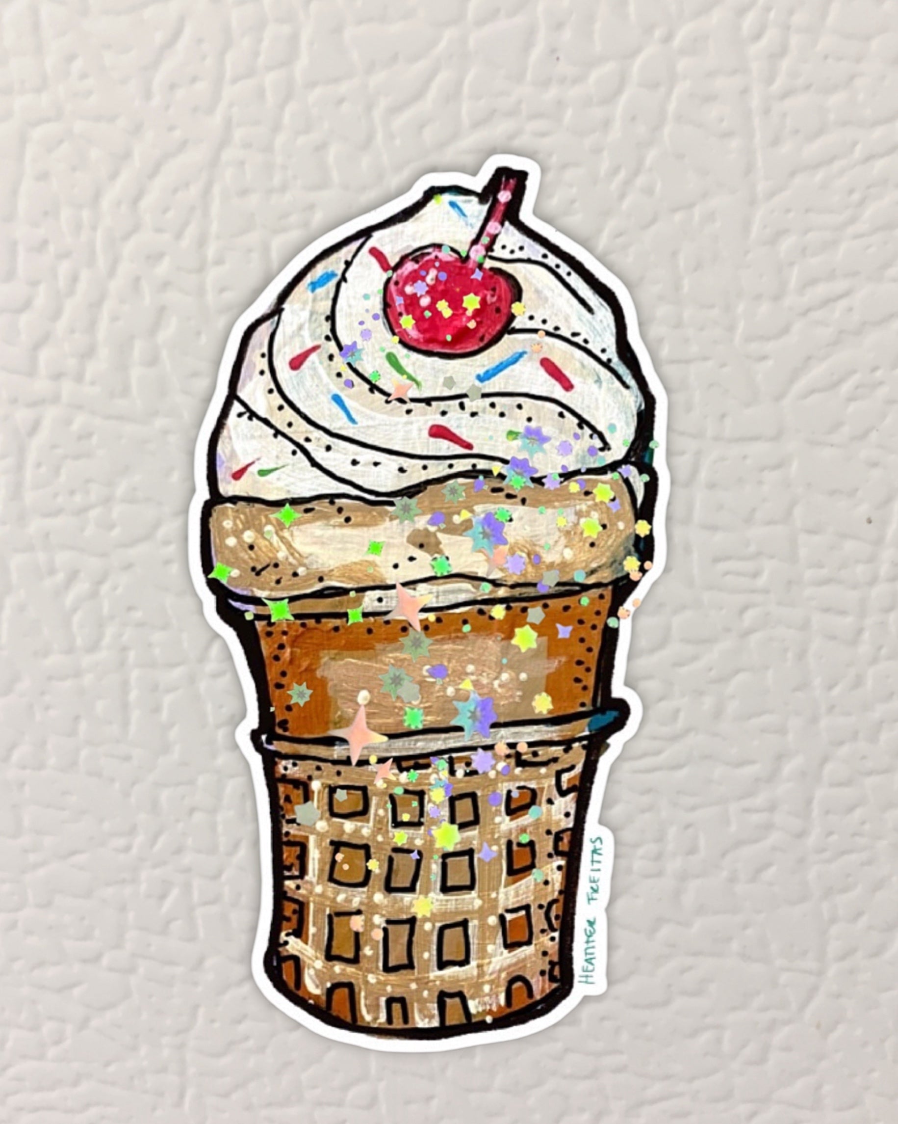 Vanilla Ice Cream Cone Magnet ( Die-Cut )