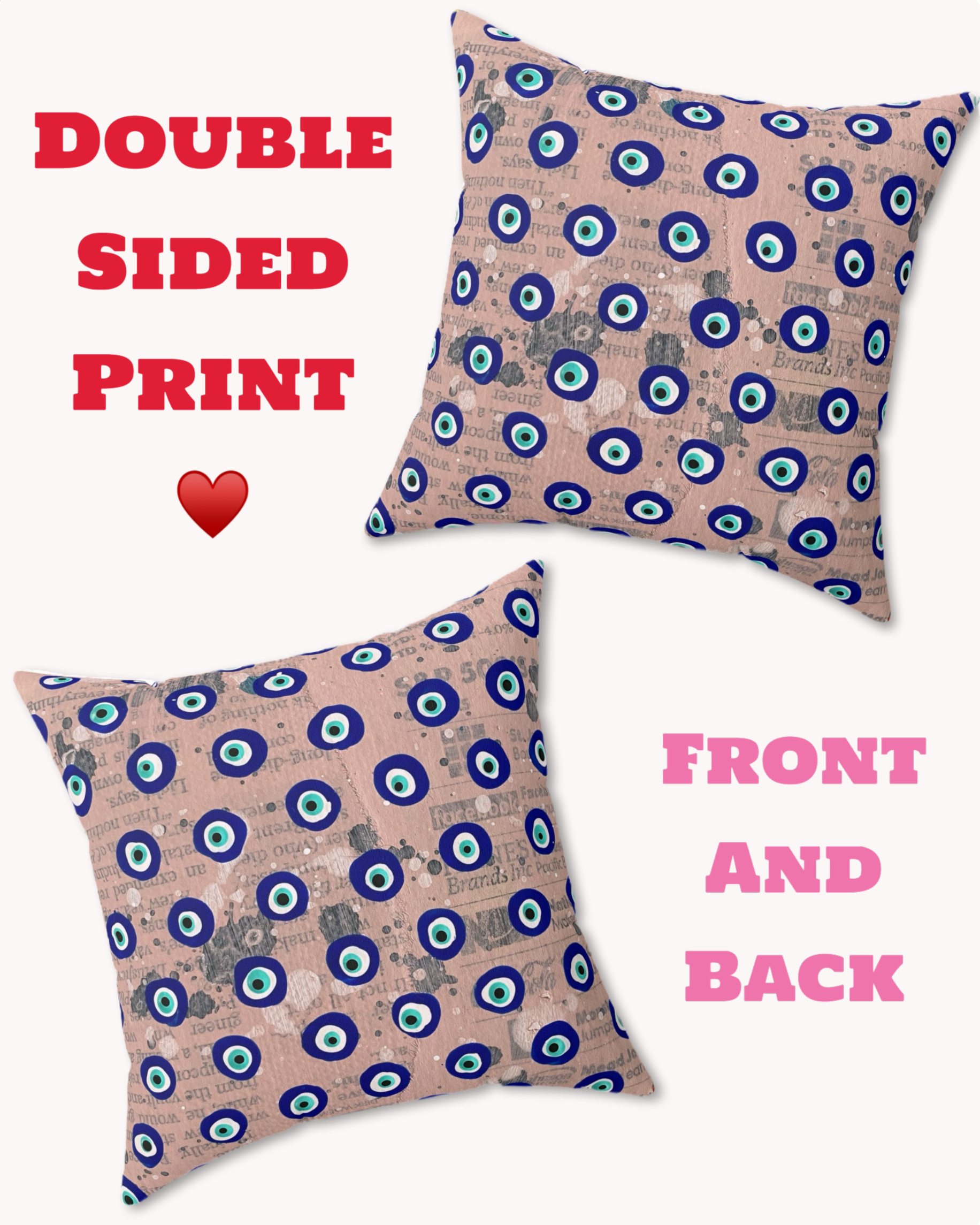 Dusty Pink Evil Eye Decorative Faux Suede Throw Pillow