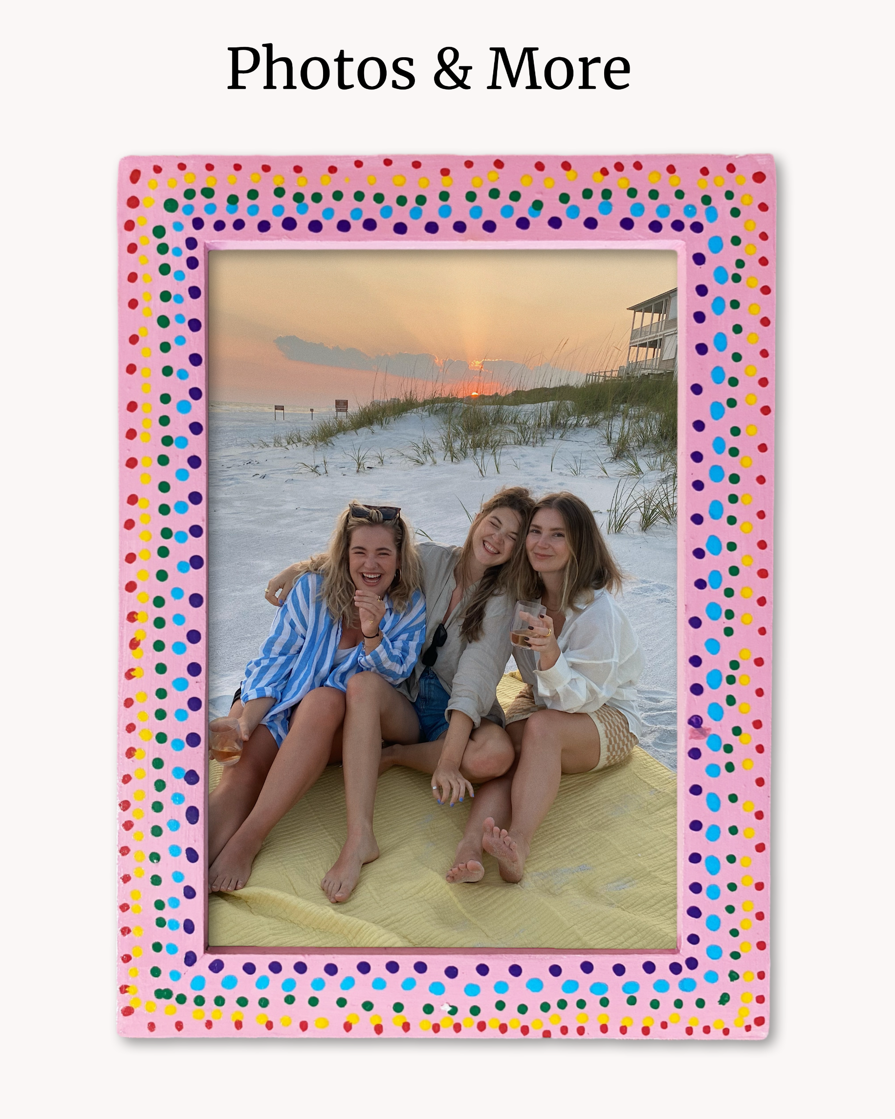 Pink Party Polka Dot ( Hand Painted Frame 4x6 inch)