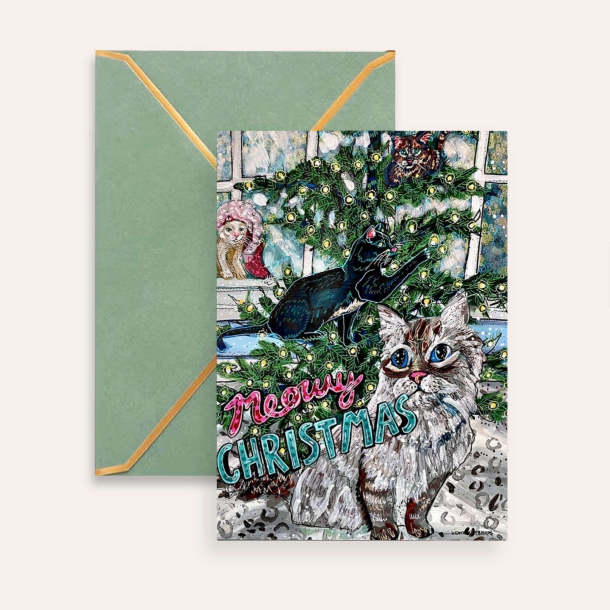 Meowy Christmas Fine Art Greeting Card