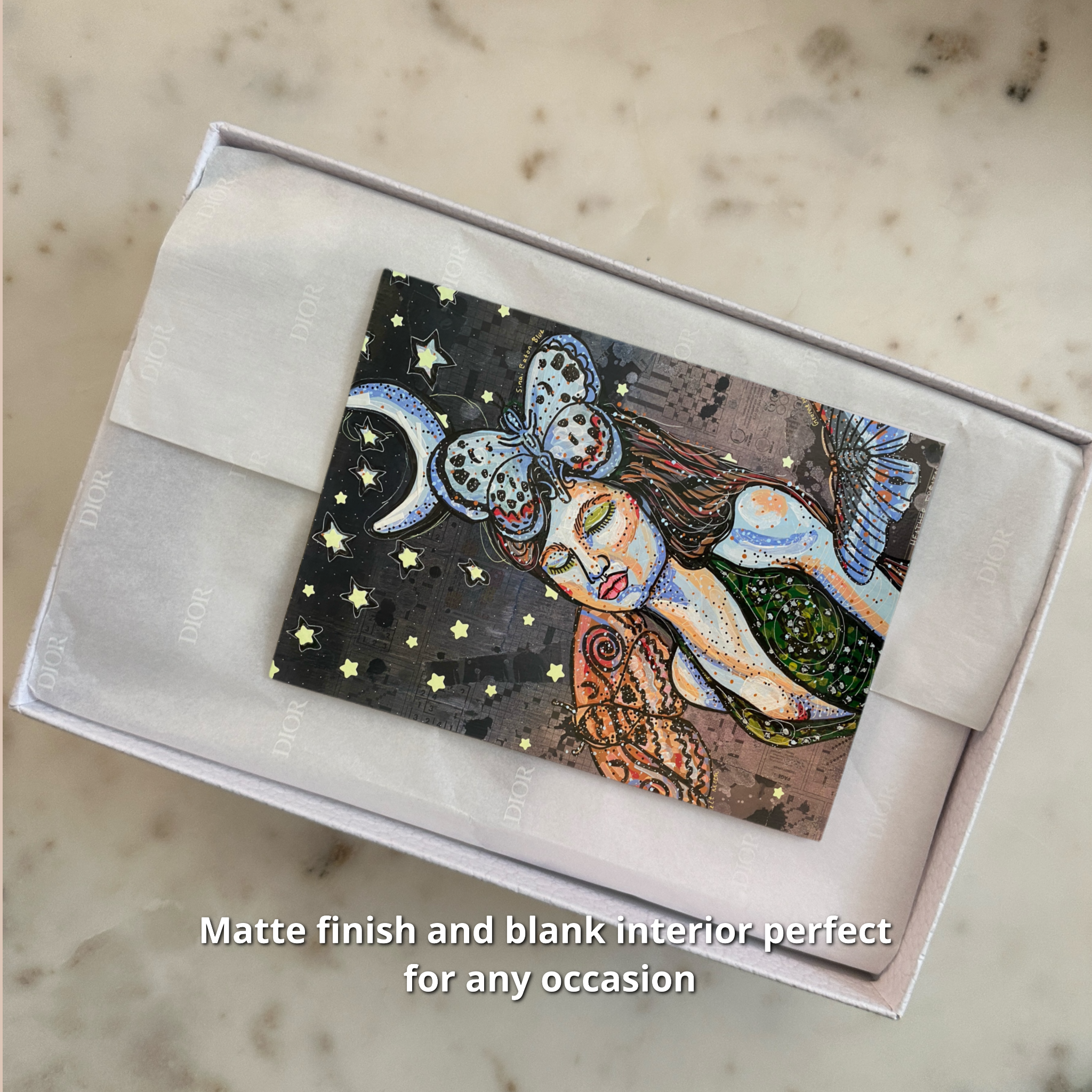Moon Tides & Moth Flies Fine Art Greeting Card
