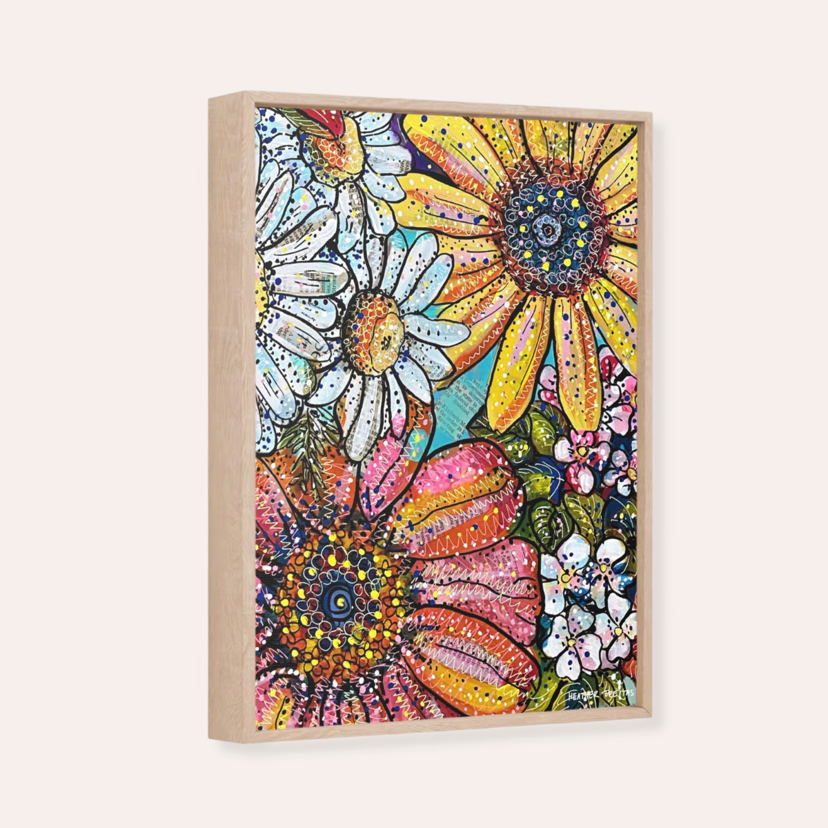 Flower Power Framed Fine Art Canvas Print
