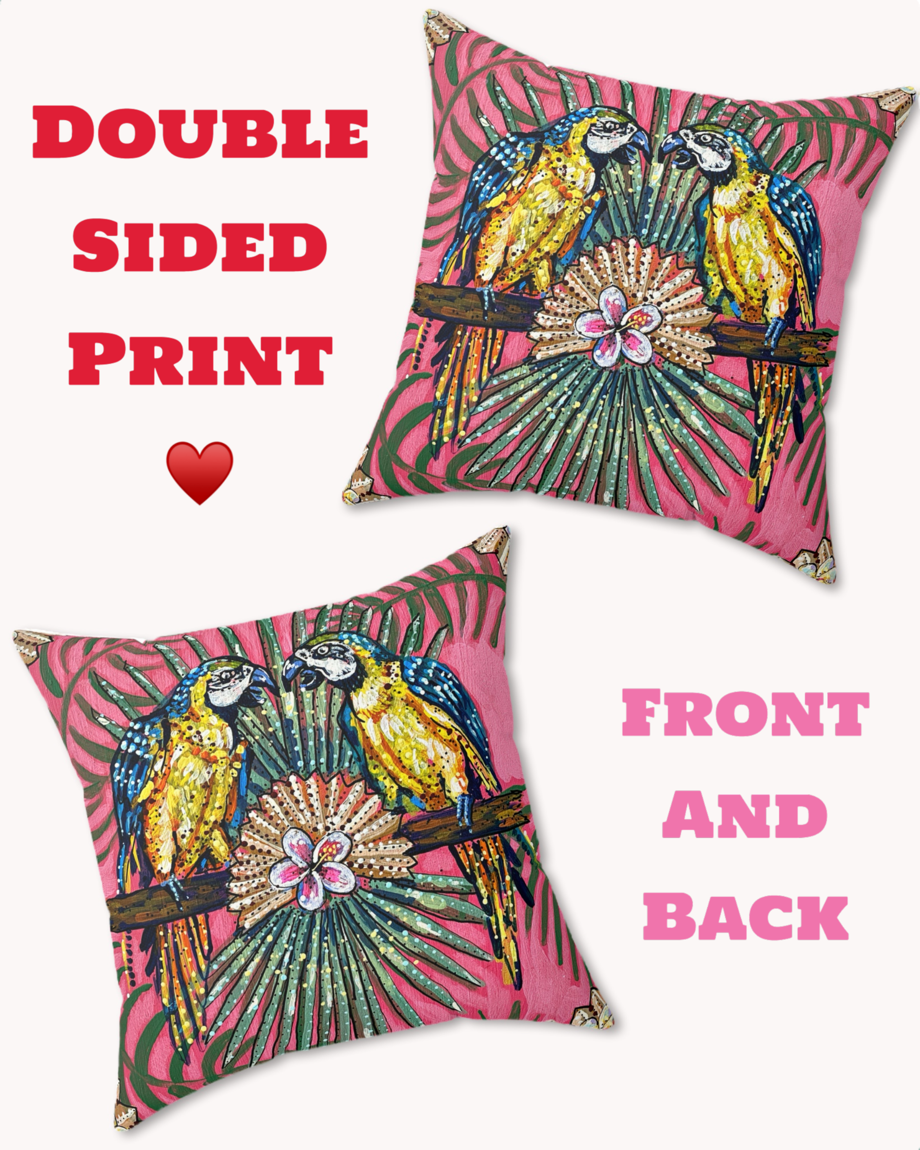 Parrot Paradise Decorative Faux Suede Throw Pillow