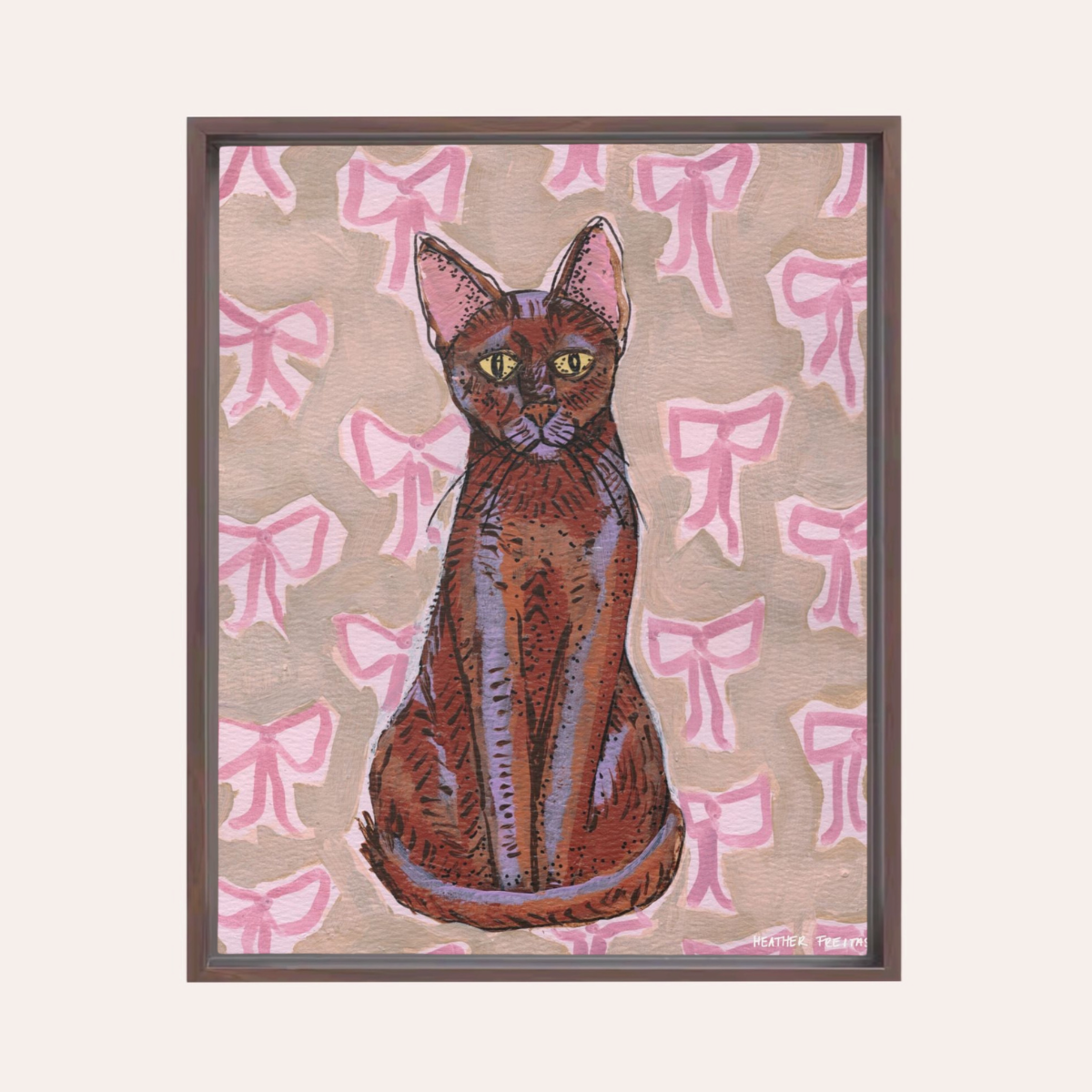 Havana Brown Cat Framed Fine Art Canvas Print