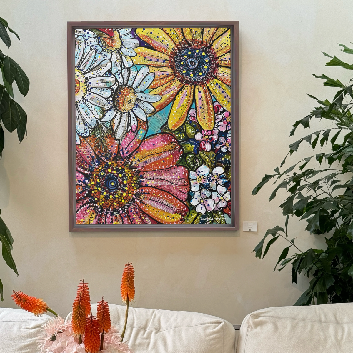 Flower Power Framed Fine Art Canvas Print