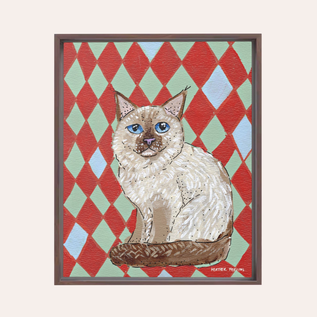 Birman Cat Framed Fine Art Canvas Print