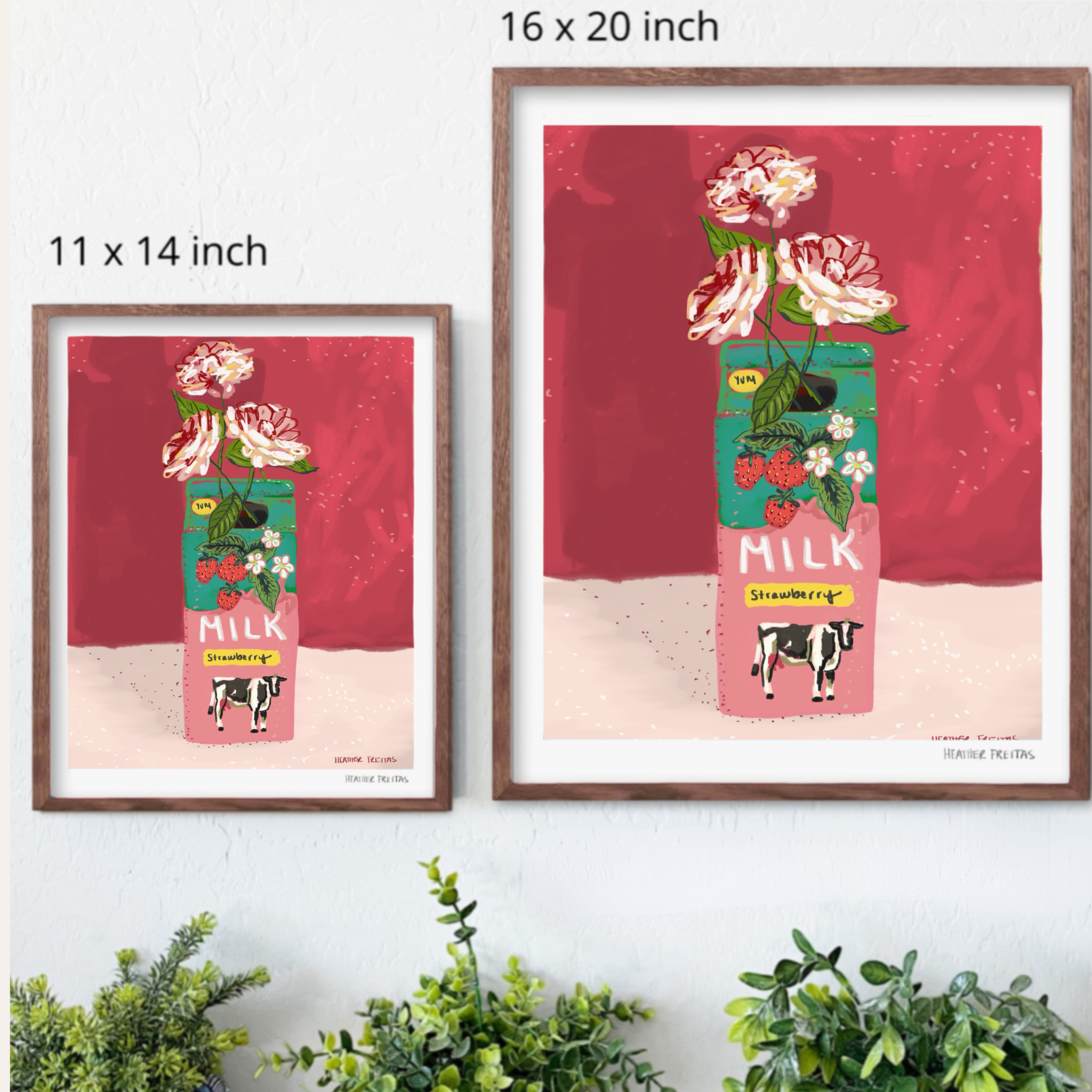 Strawberry Milk Bouquet Hand Signed Fine Art Print