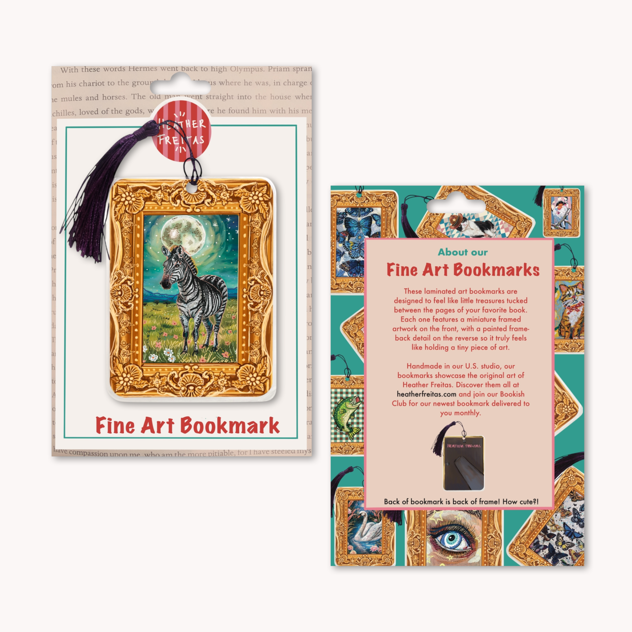 Floral Zebra Fine Art Painting Bookmark