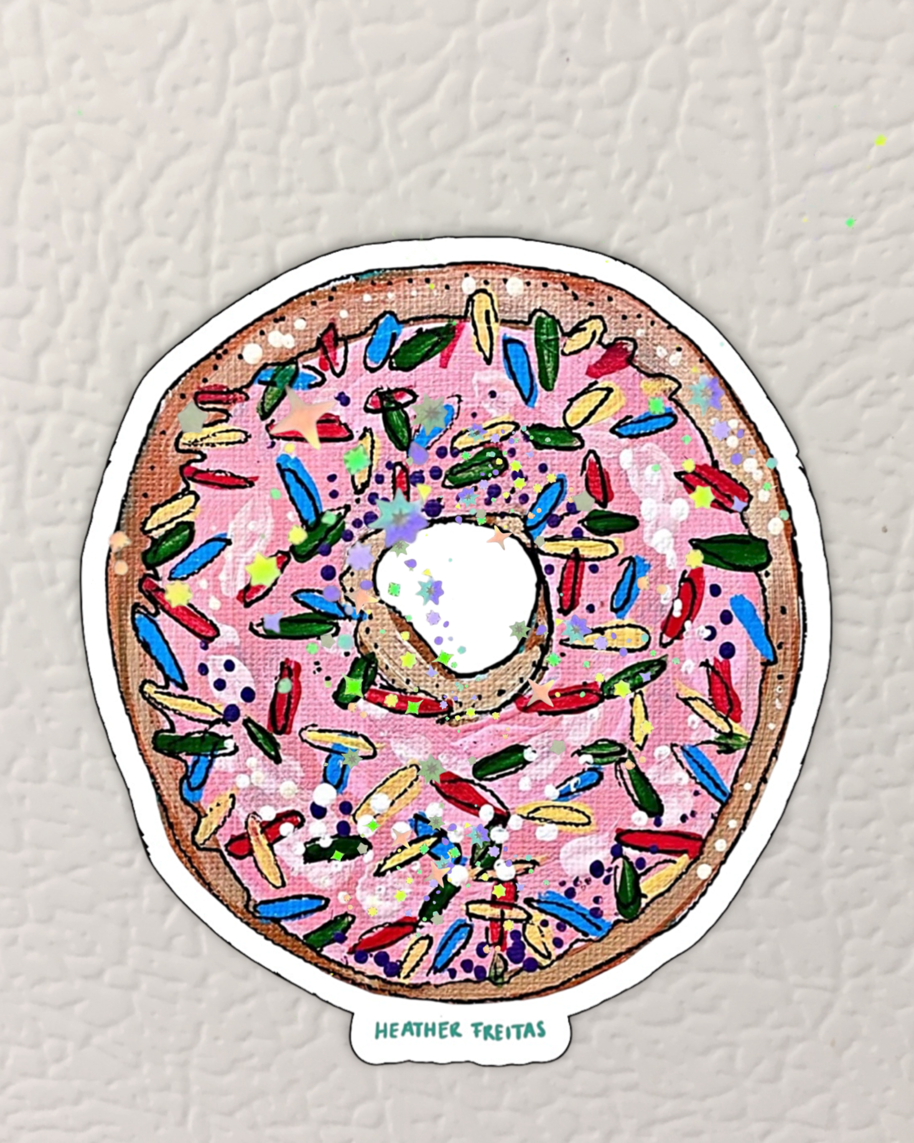 Pink Donut With Sprinkles Magnet ( Die-Cut )
