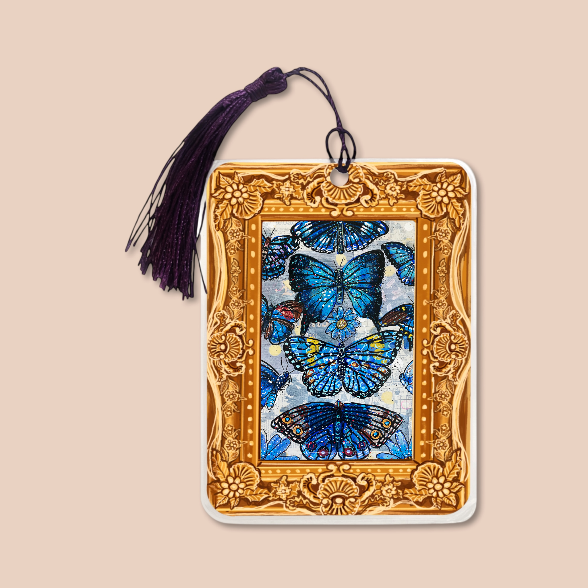 Blue Butterflies Fine Art Painting Bookmark