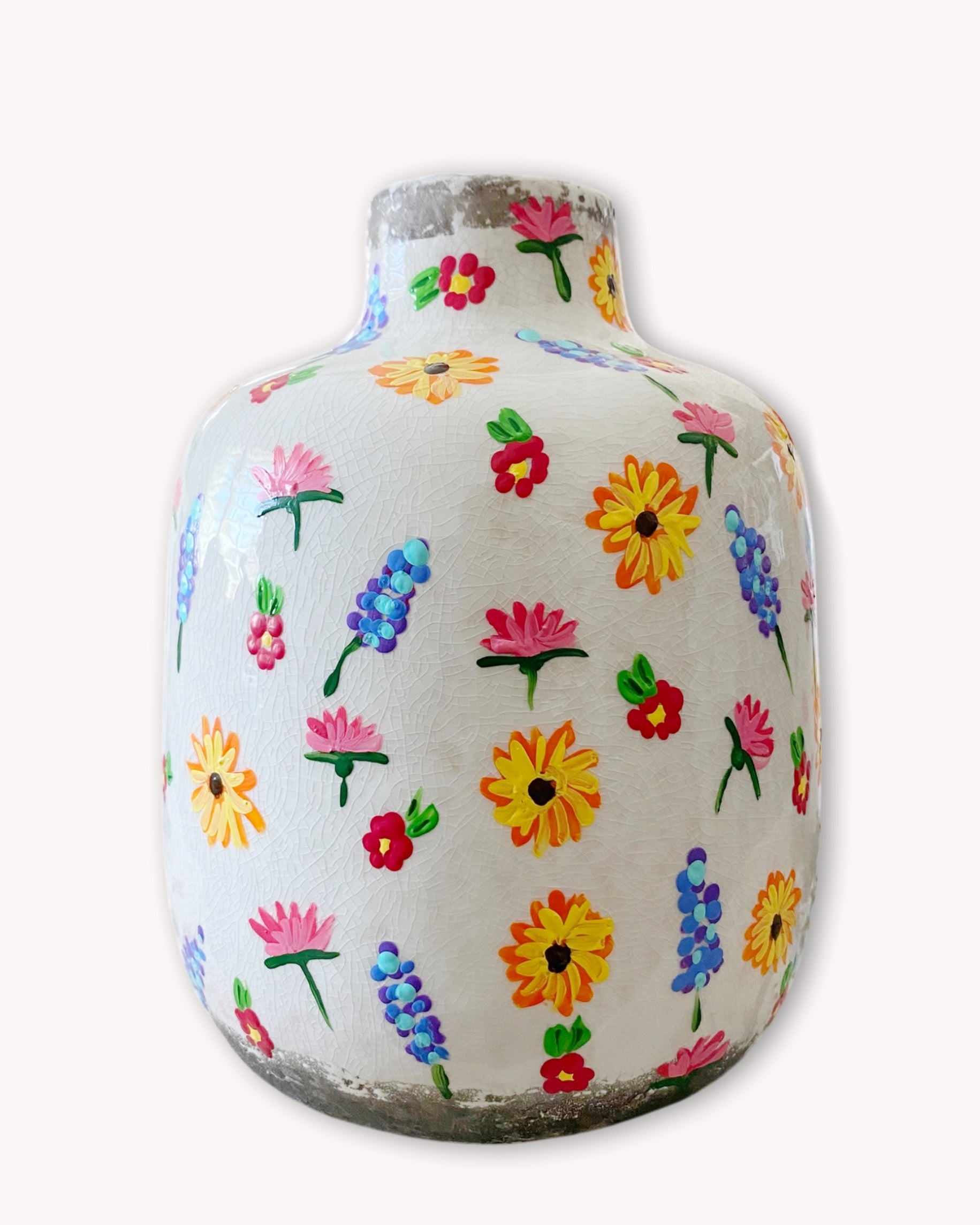 Field Of Flowers Lilac Hand Painted Dry Vase