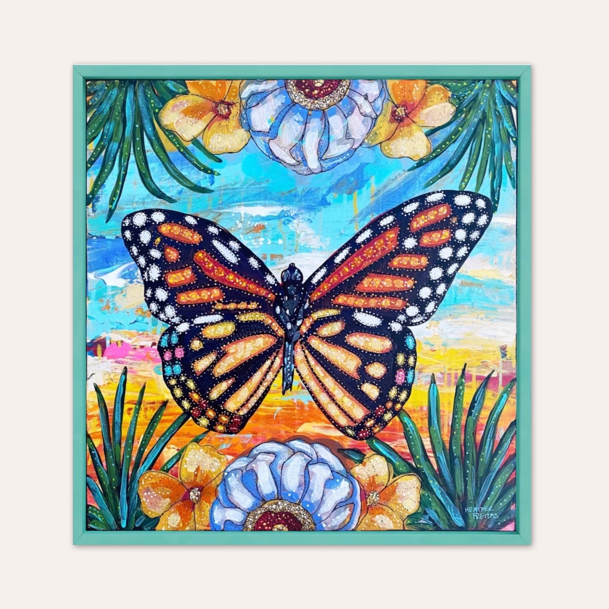 Tropical Monarch Bloom Butterfly ( Original Painting )