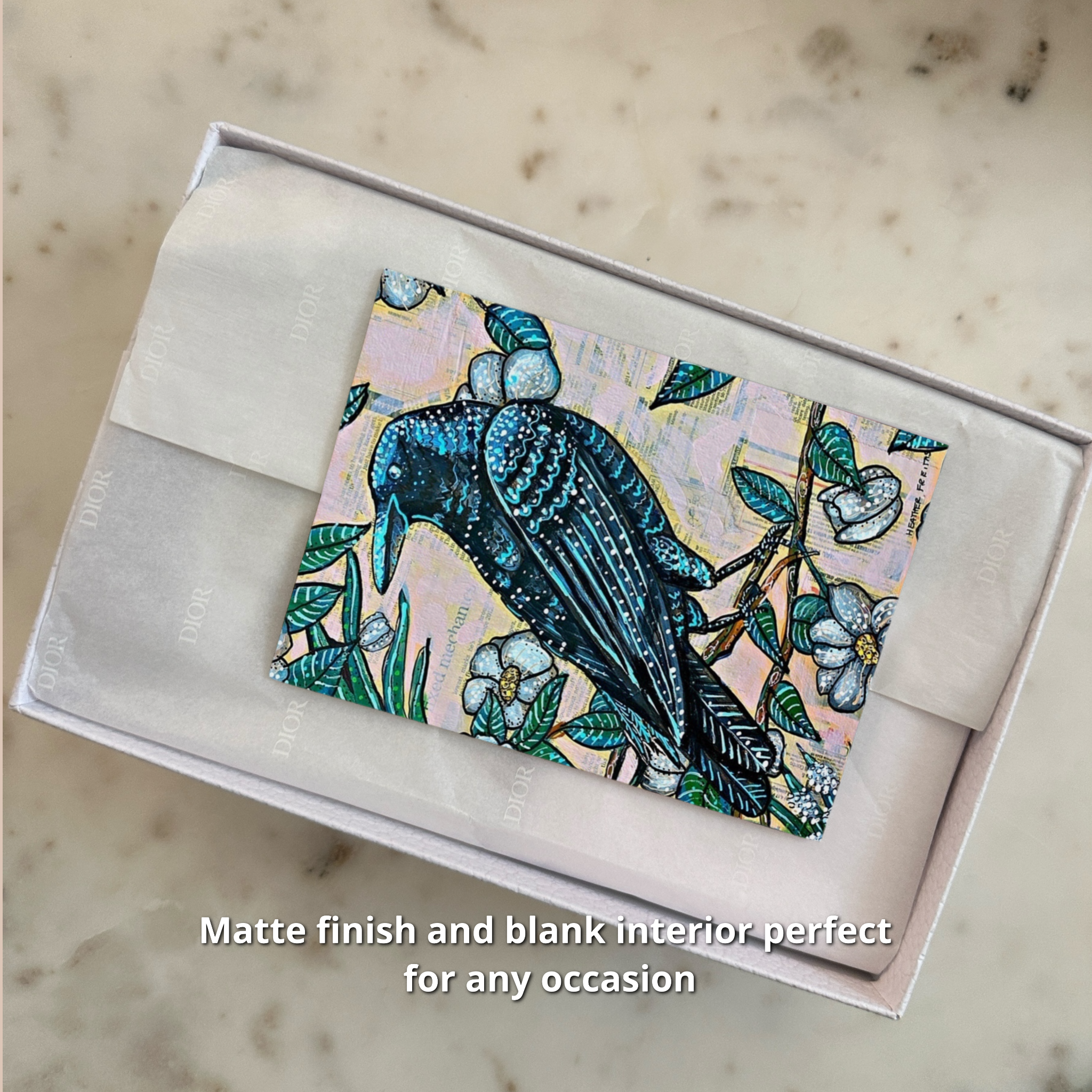 Vintage Floral Raven - Greeting Card / Fine Art Print