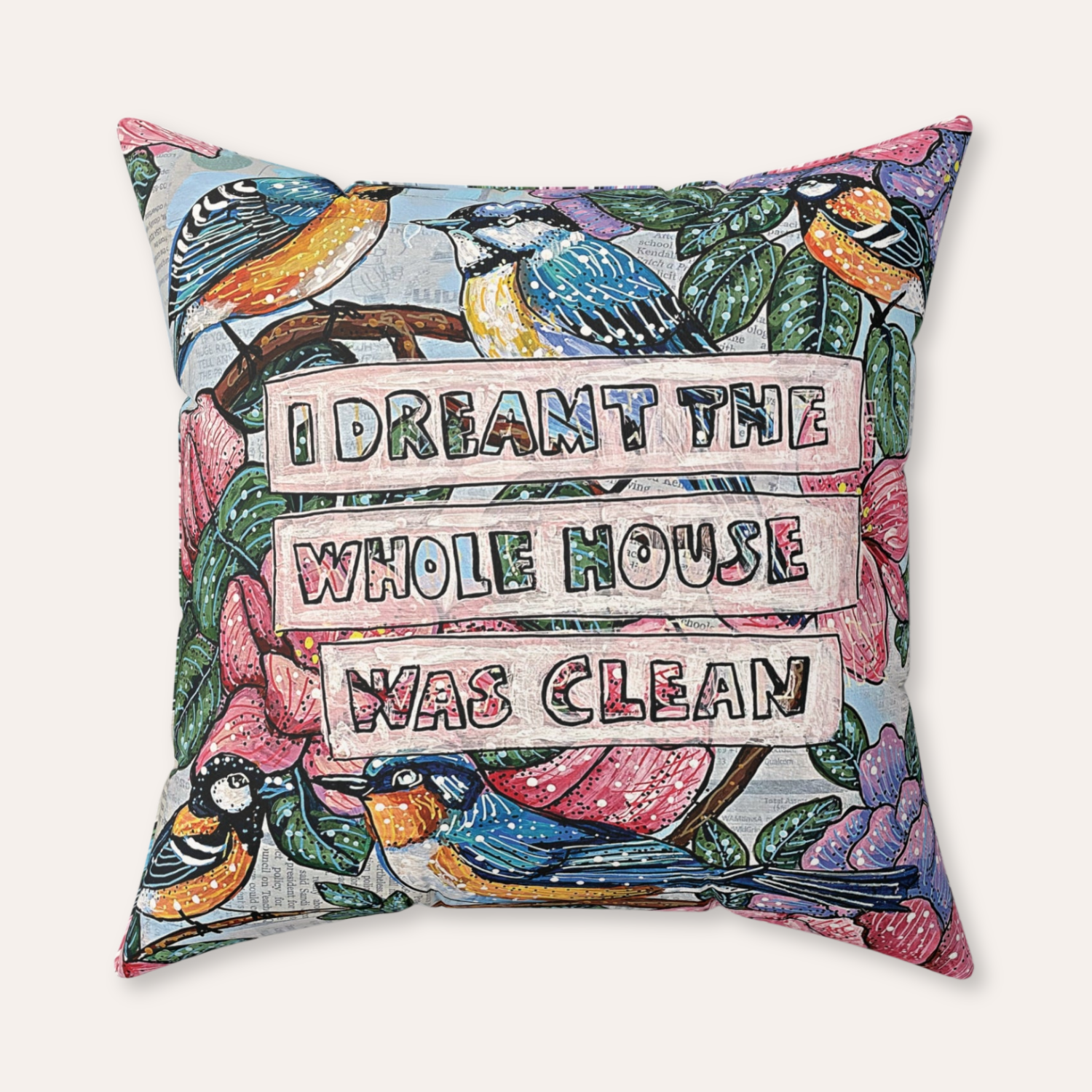 I Dreamt The House Was Clean Velveteen Throw Pillow