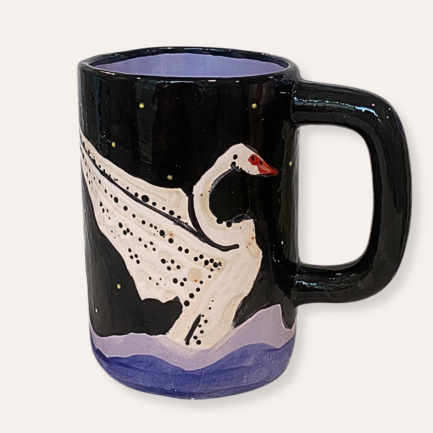 Black Swan Hand Painted 16oz Ceramic Coffee Mug