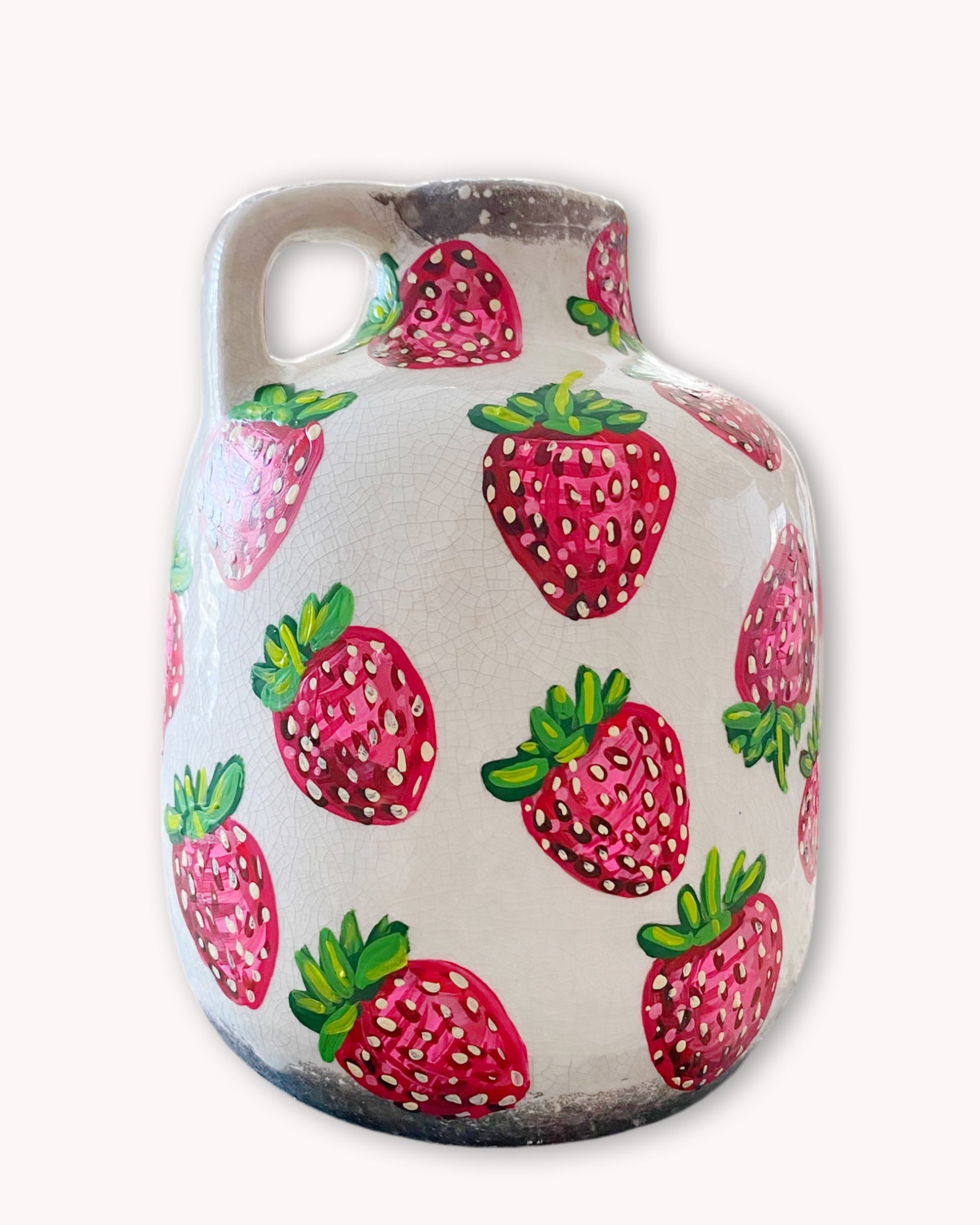 Strawberry Fields Hand Painted Dry Vase