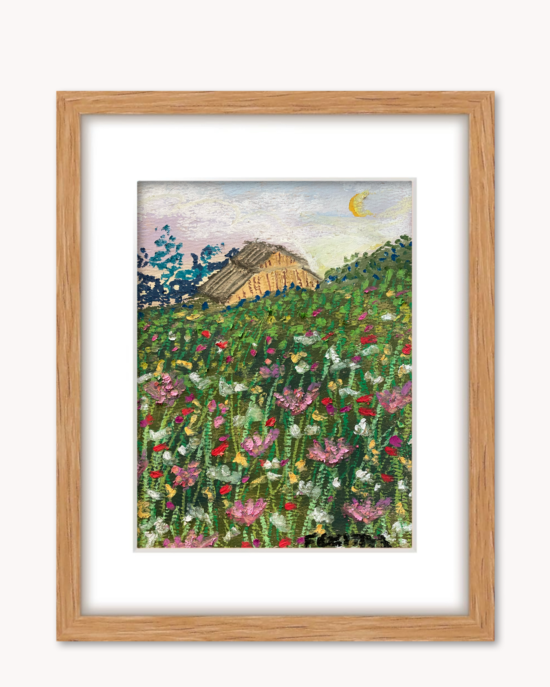 A Walk in the Woods ( Framed Original Oil Pastel Art )