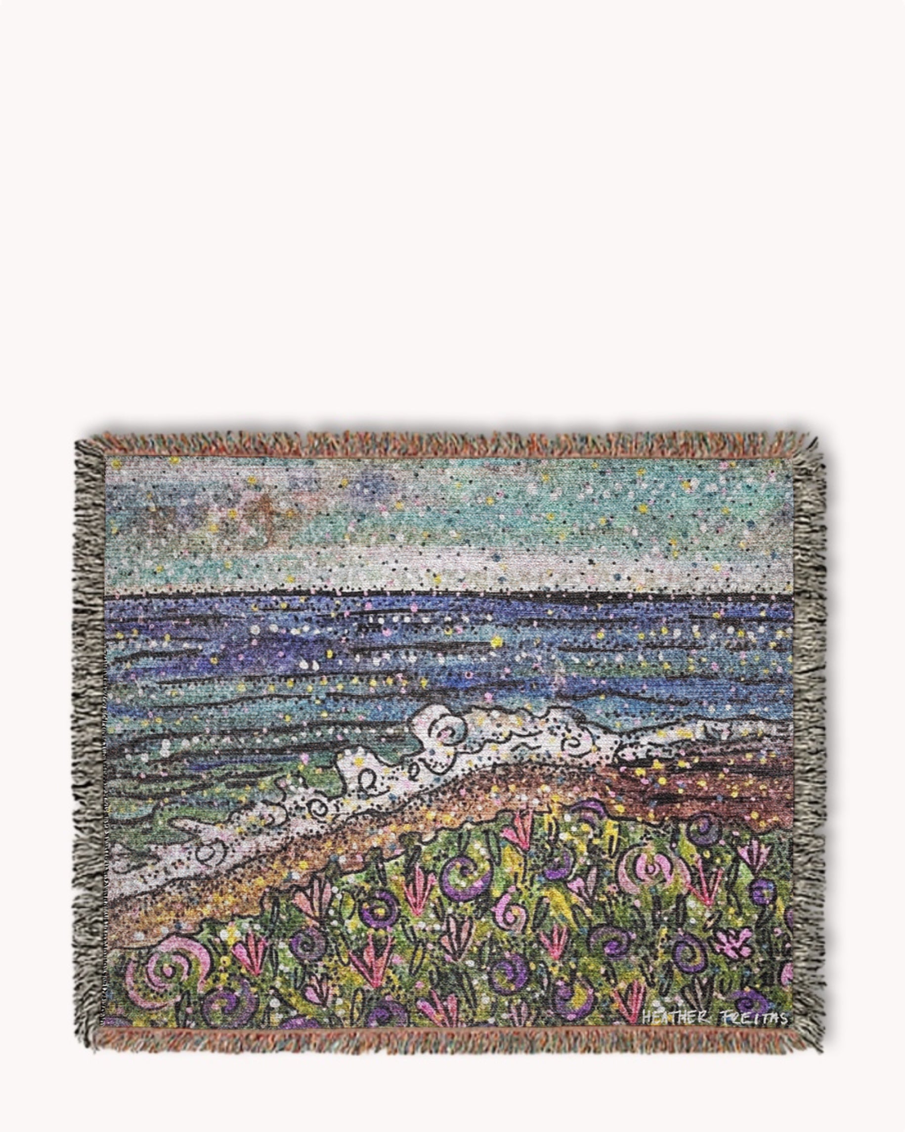Cotton Candy Tides Woven Blanket Tapestry